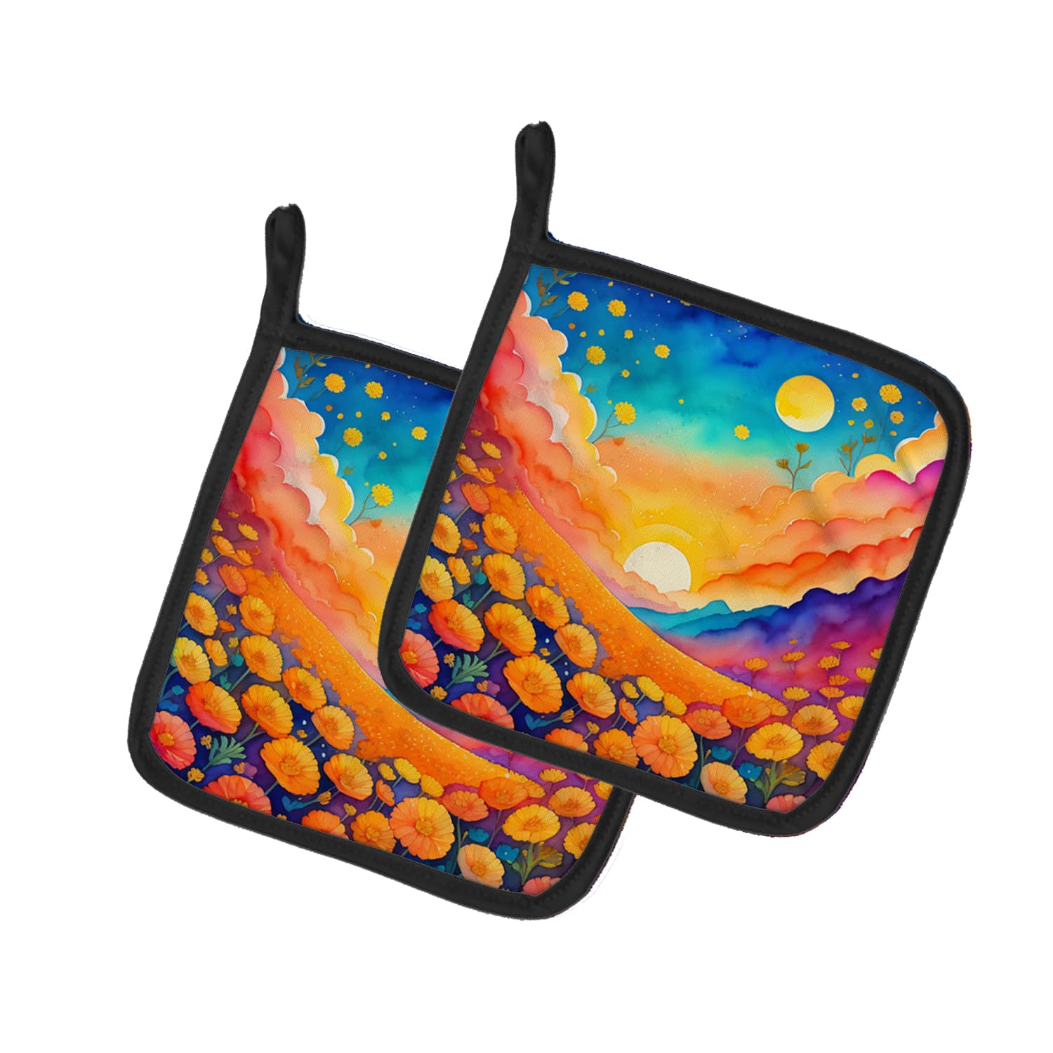 Colorful Marigolds Pair of Pot Holders
