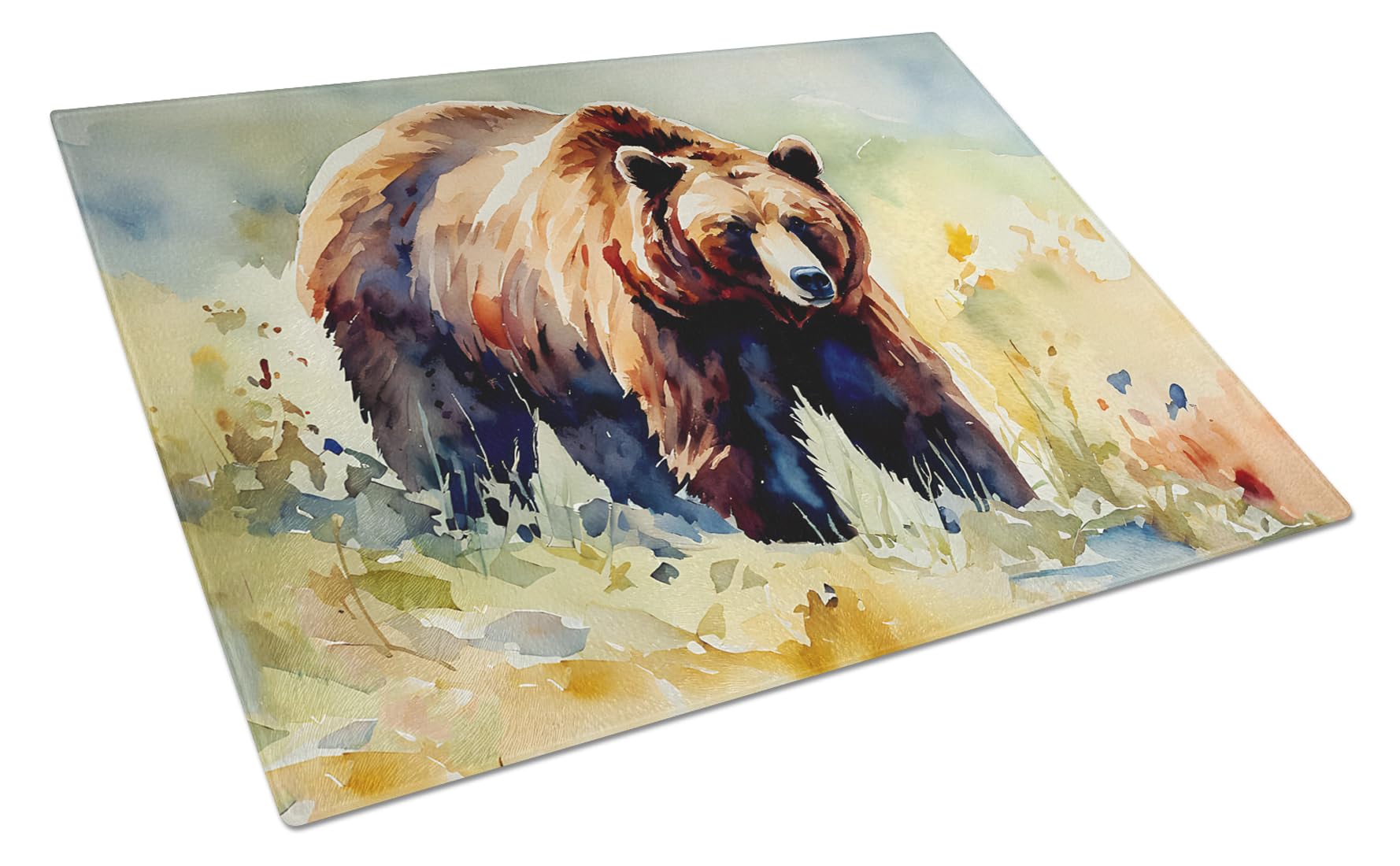 Carolines Treasures DAC2928LCB Grizzly Bear Glass Cutting Board Large Decorative Tempered Glass Kitchen Cutting and Serving Board Large Size Chopping Board