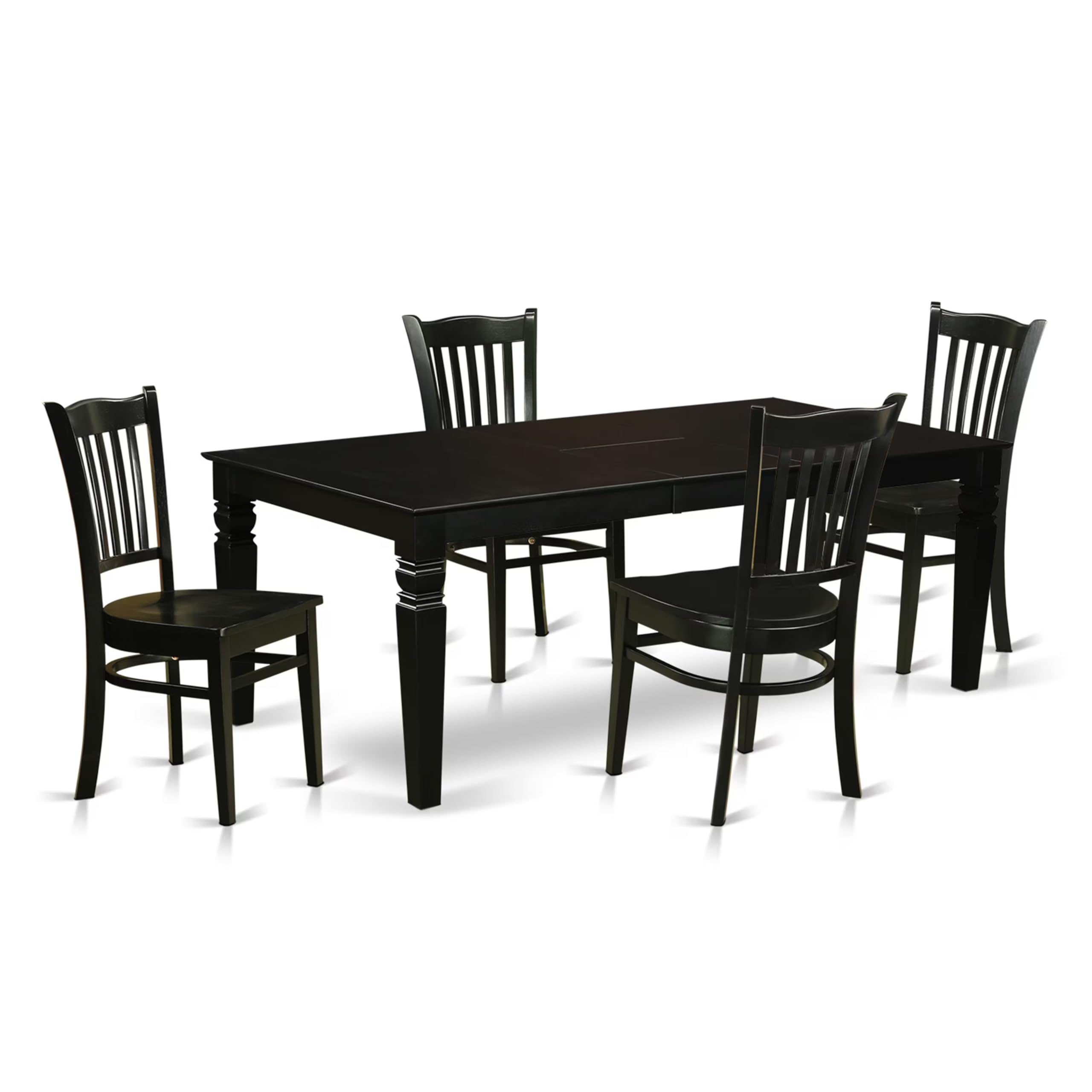 5  Pc  Dining  Room  set  with  a  Dinning  Table  and  4  Wood  Kitchen  Chairs  in  Black