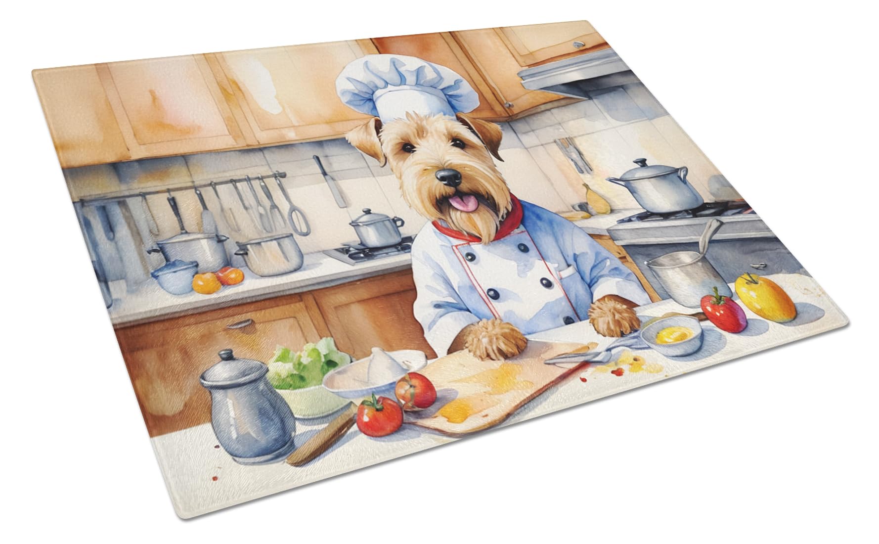 Carolines Treasures DAC6340LCB Wheaten Terrier The Chef Glass Cutting Board Decorative Tempered Glass Kitchen Cutting and Serving Board Large Size Chopping Board