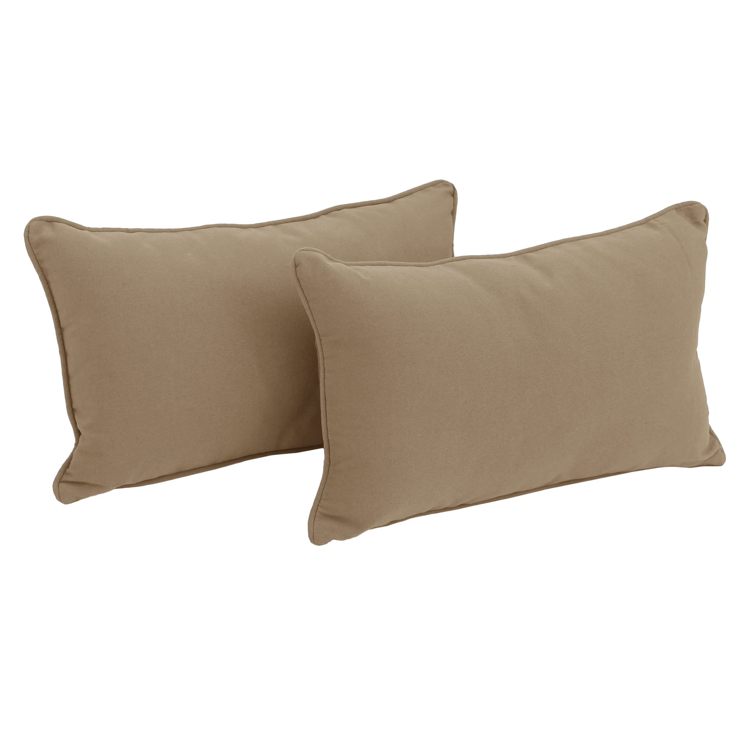 20-inch by 12-inch Double-corded Solid Twill Back Support Pillows with Inserts (Set of 2) - Toffee