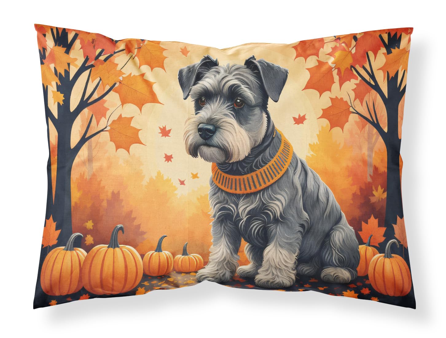 Carolines Treasures DAC1068PILLOWCASE Schnauzer Fall Fabric Standard Pillowcase Lightweight Super Soft Easy Care Decorative Artwork Pillowcase, Standard