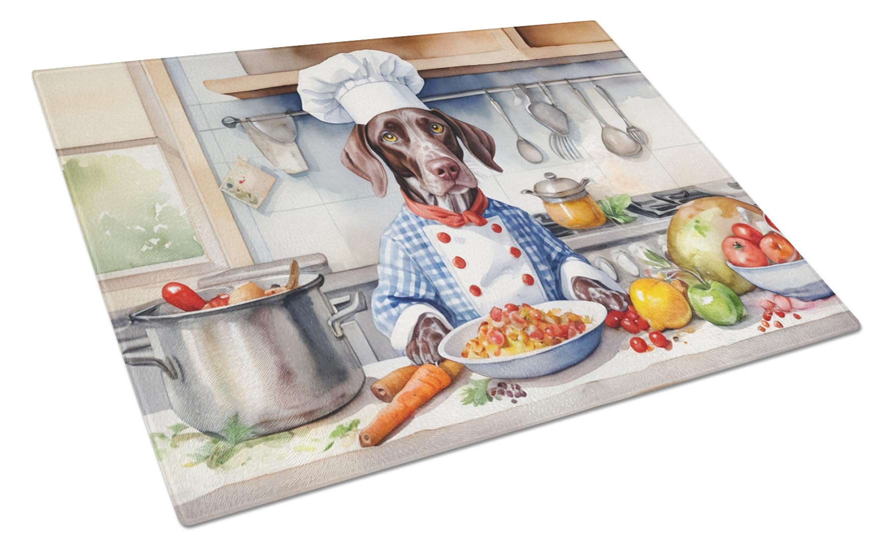 Carolines Treasures DAC6254LCB German Shorthaired Pointer The Chef Glass Cutting Board Decorative Tempered Glass Kitchen Cutting and Serving Board Large Size Chopping Board