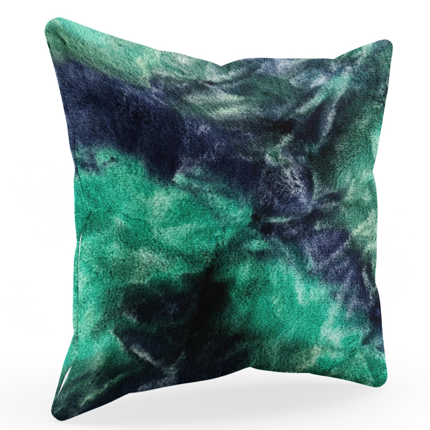 Plutus Green Blue Northern Lights Animal Faux Fur Luxury Throw Pillow - Double sided  26 x 26”