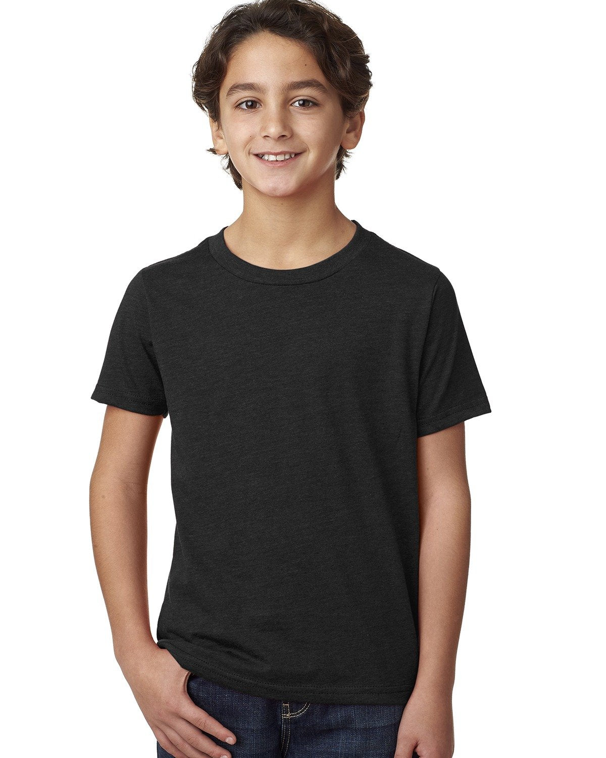 Next Level Youth CVC Short Sleeve Crew - Black, S