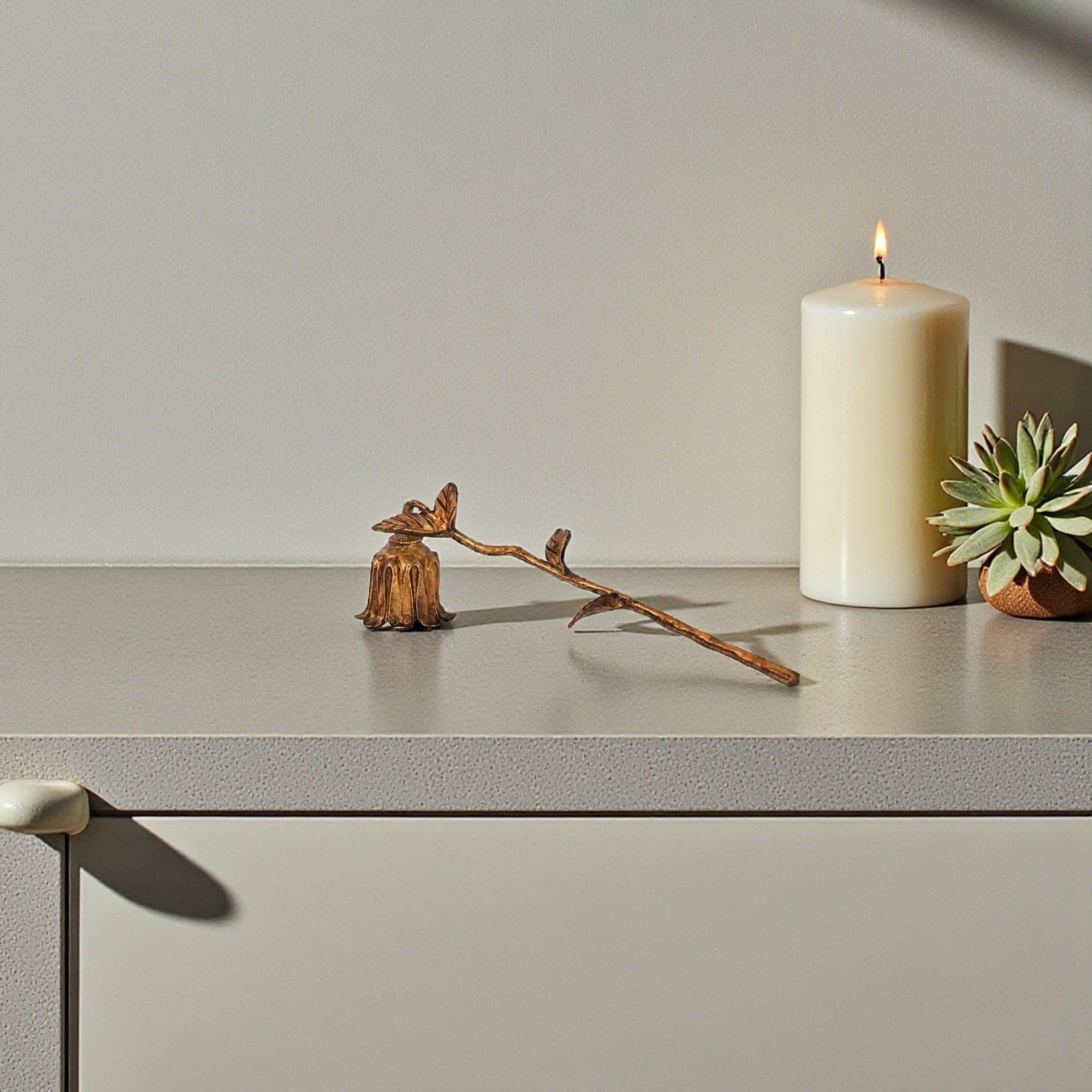 Theira Cast Iron Flower Candle Snuffer - Gold