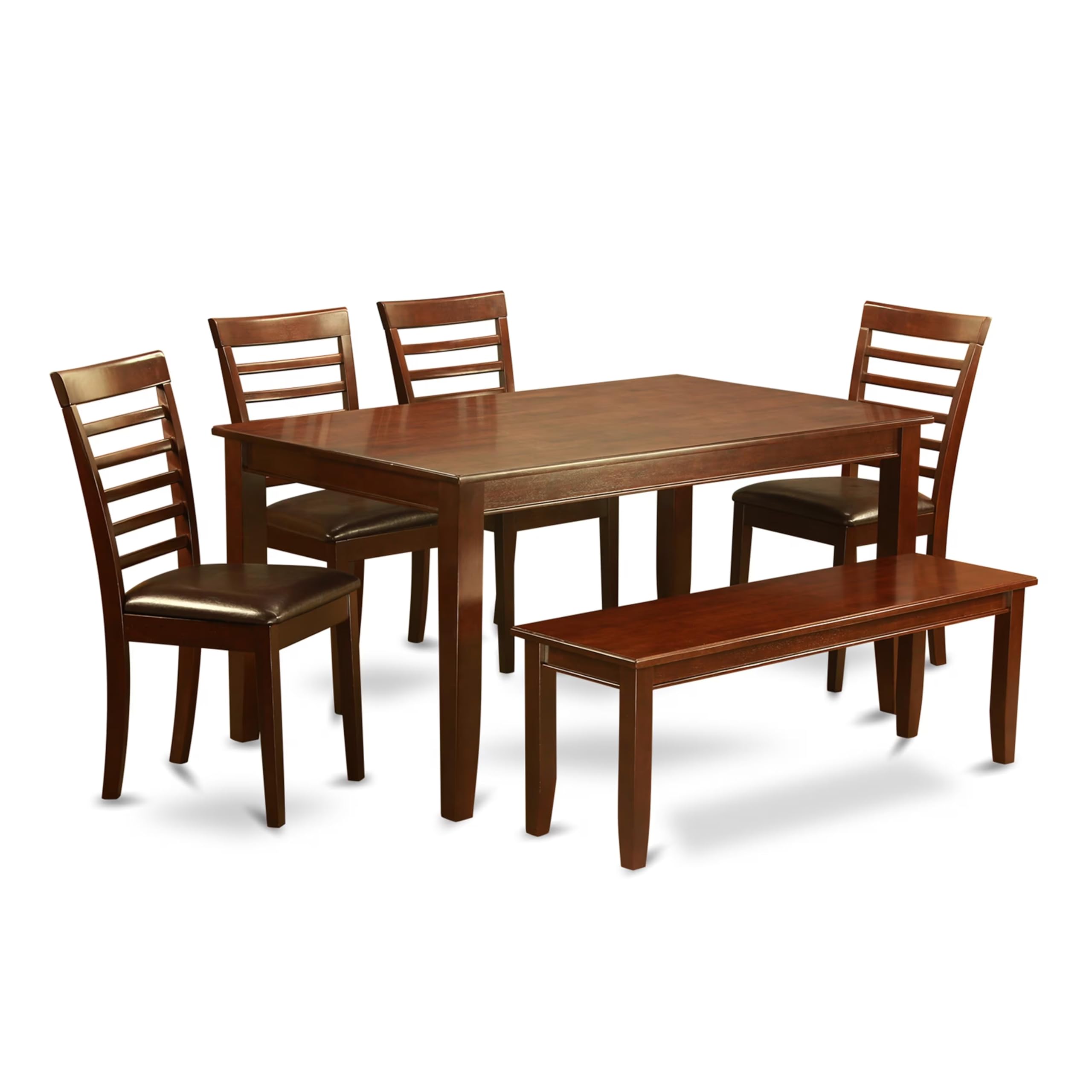6  Pc  Dining  set  with  bench  -  Dining  Table  with  4  Dining  Chairs  plus  Bench