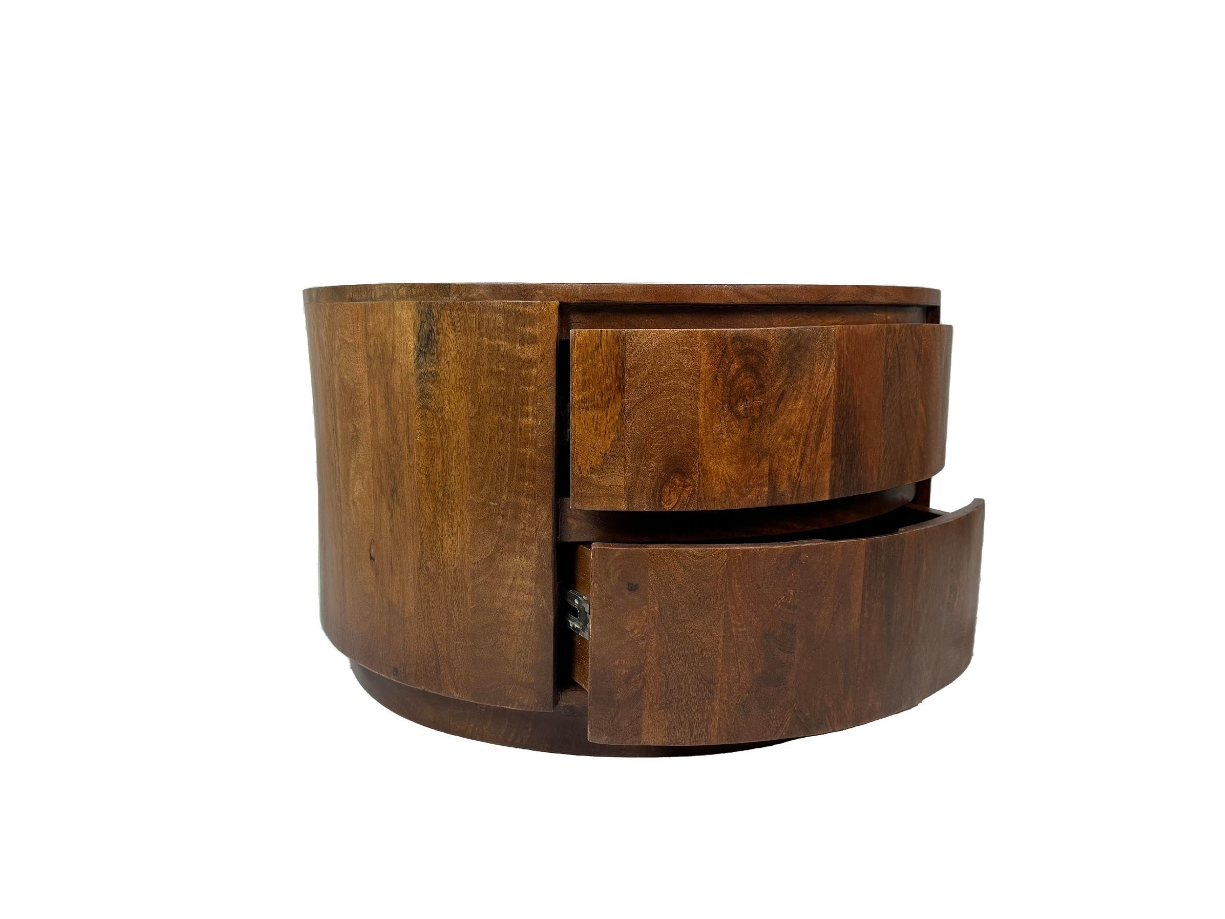 Christa 2-Drawer 30 Round Coffee Table - Chestnut