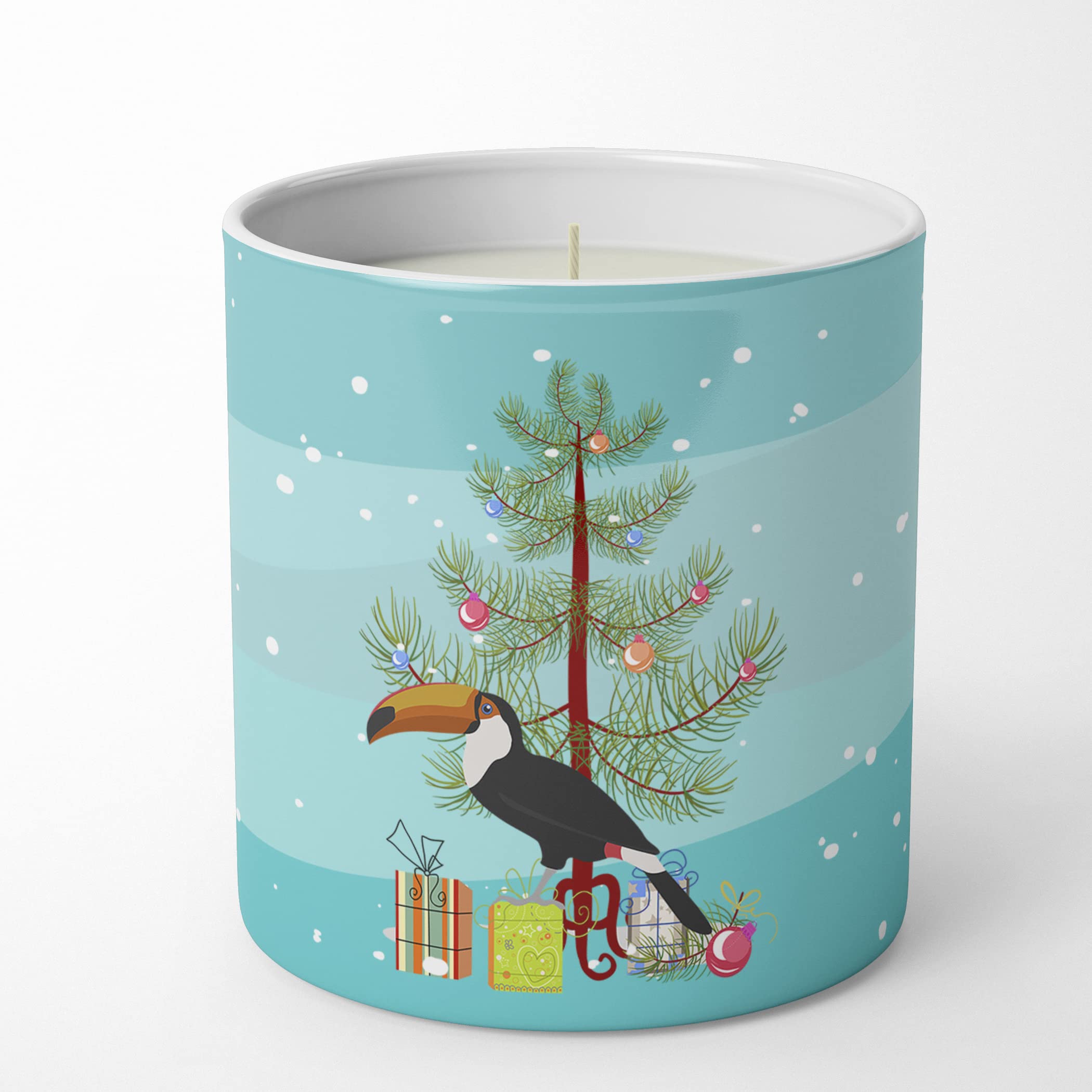 Carolines Treasures CK4494CDL Toucan Merry Christmas 10 oz Decorative Soy Candle Nature Soy Wax Essential Oil Home Decor Ideal for Bedroom Kitchen Bath Office Gift, 10 oz