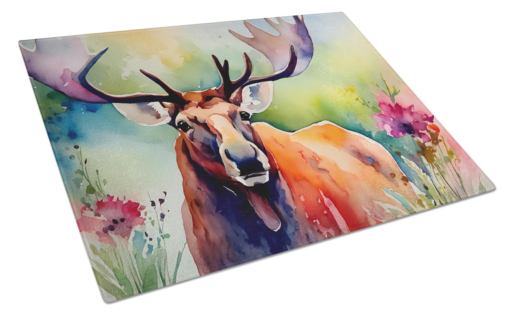 Carolines Treasures DAC2966LCB Moose Glass Cutting Board Large Decorative Tempered Glass Kitchen Cutting and Serving Board Large Size Chopping Board