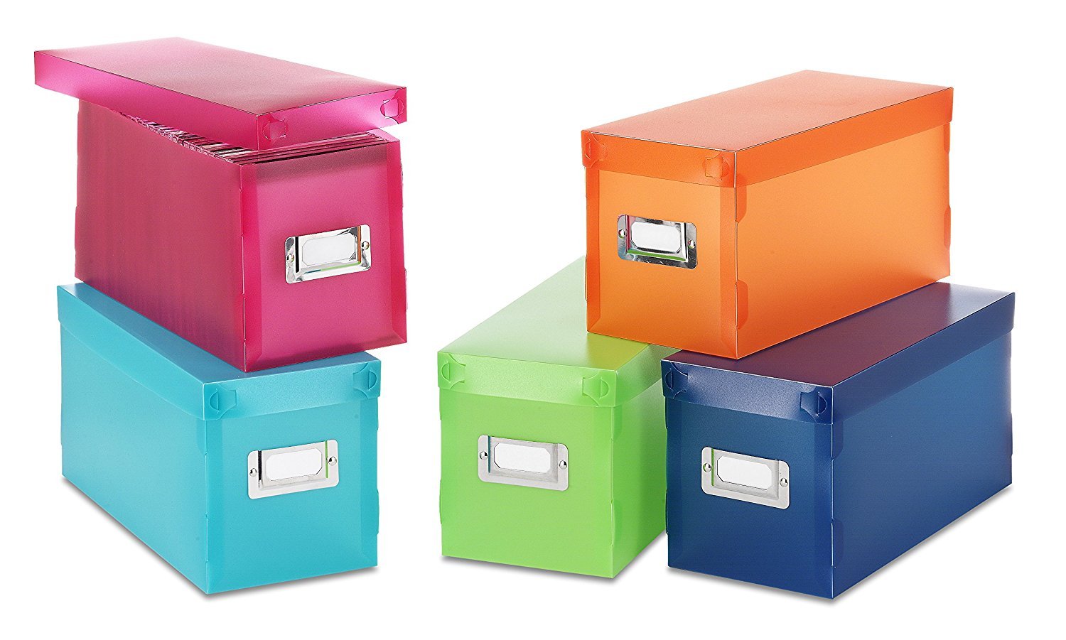 Whitmor Set of 5 Plastic Storage Boxes in Various Colors