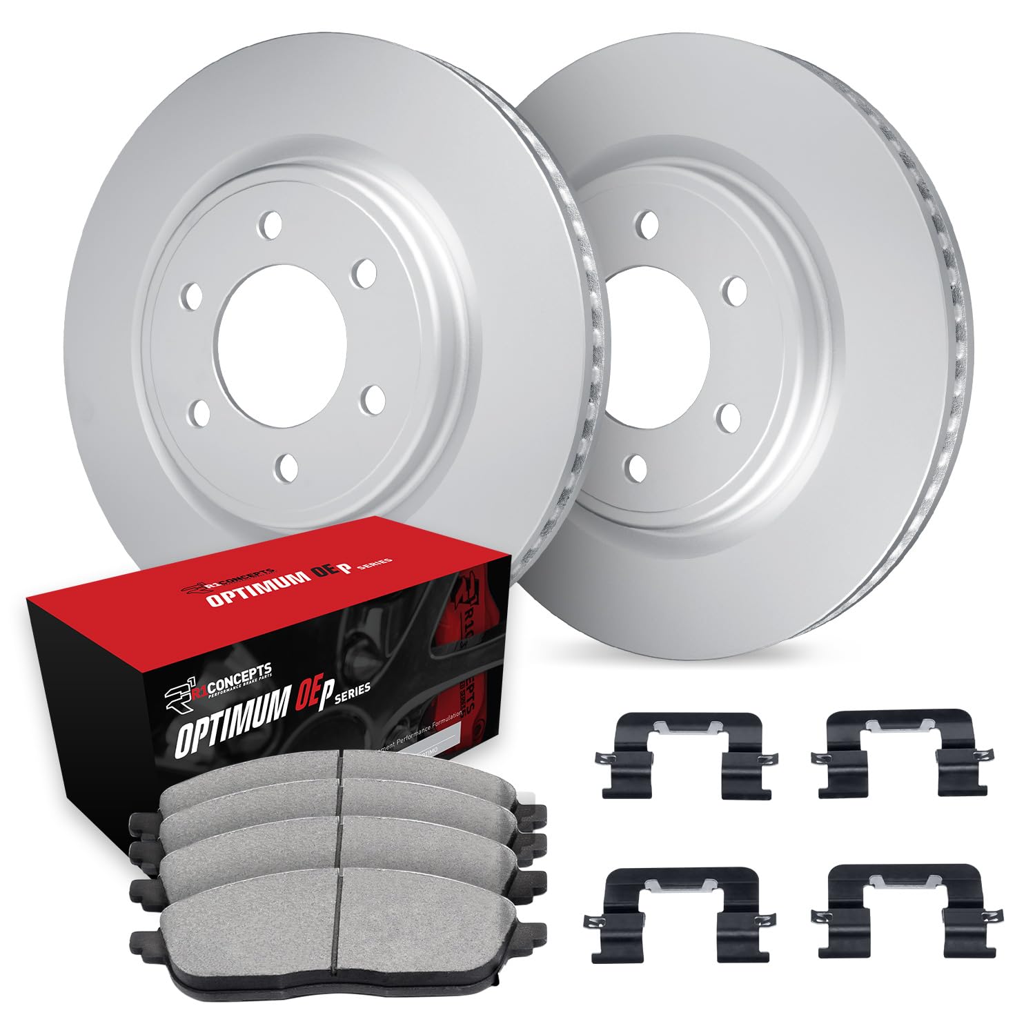 R1 Concepts GEOMET Disc Brake Rotor Set with Optimum Oe Pads and Hardware WJUH1-48139
