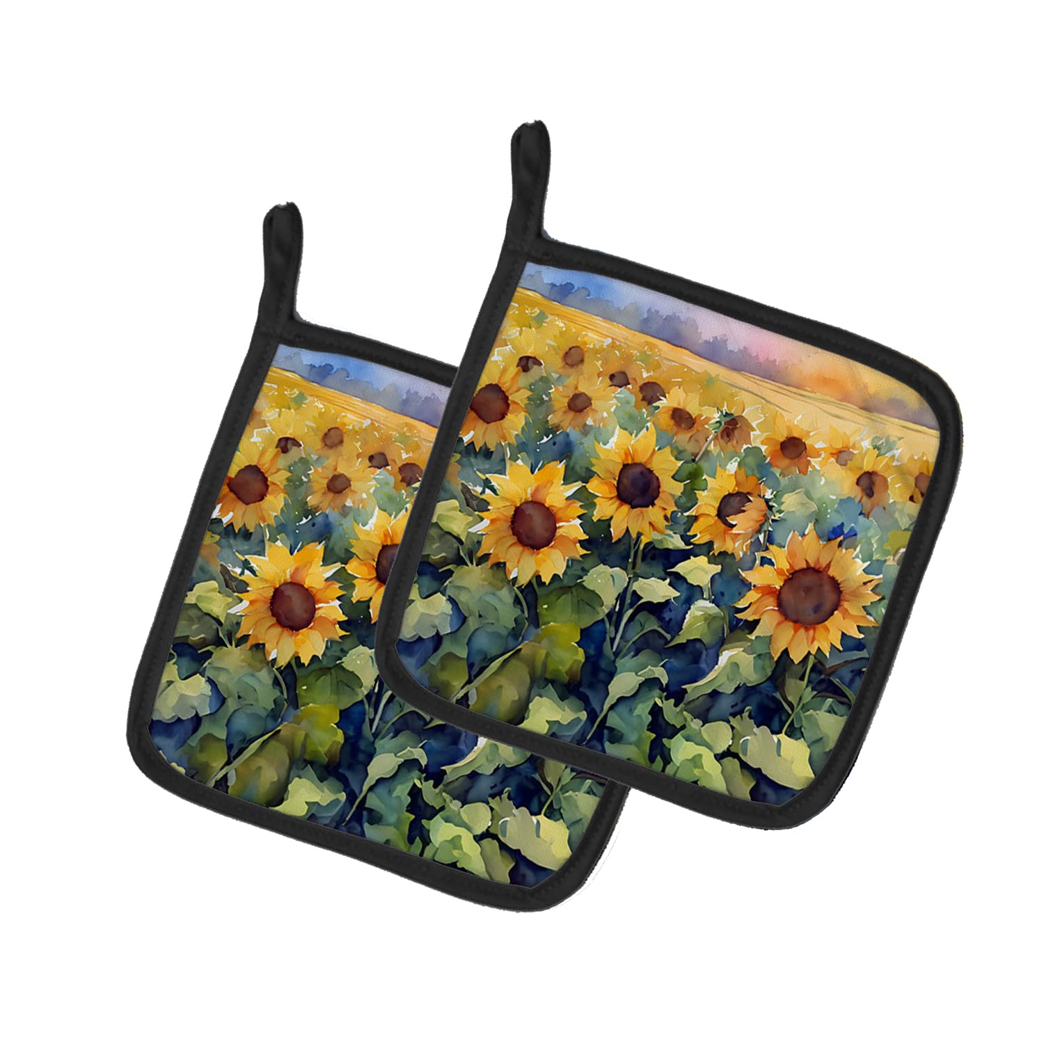 Sunflowers in Watercolor Pair of Pot Holders