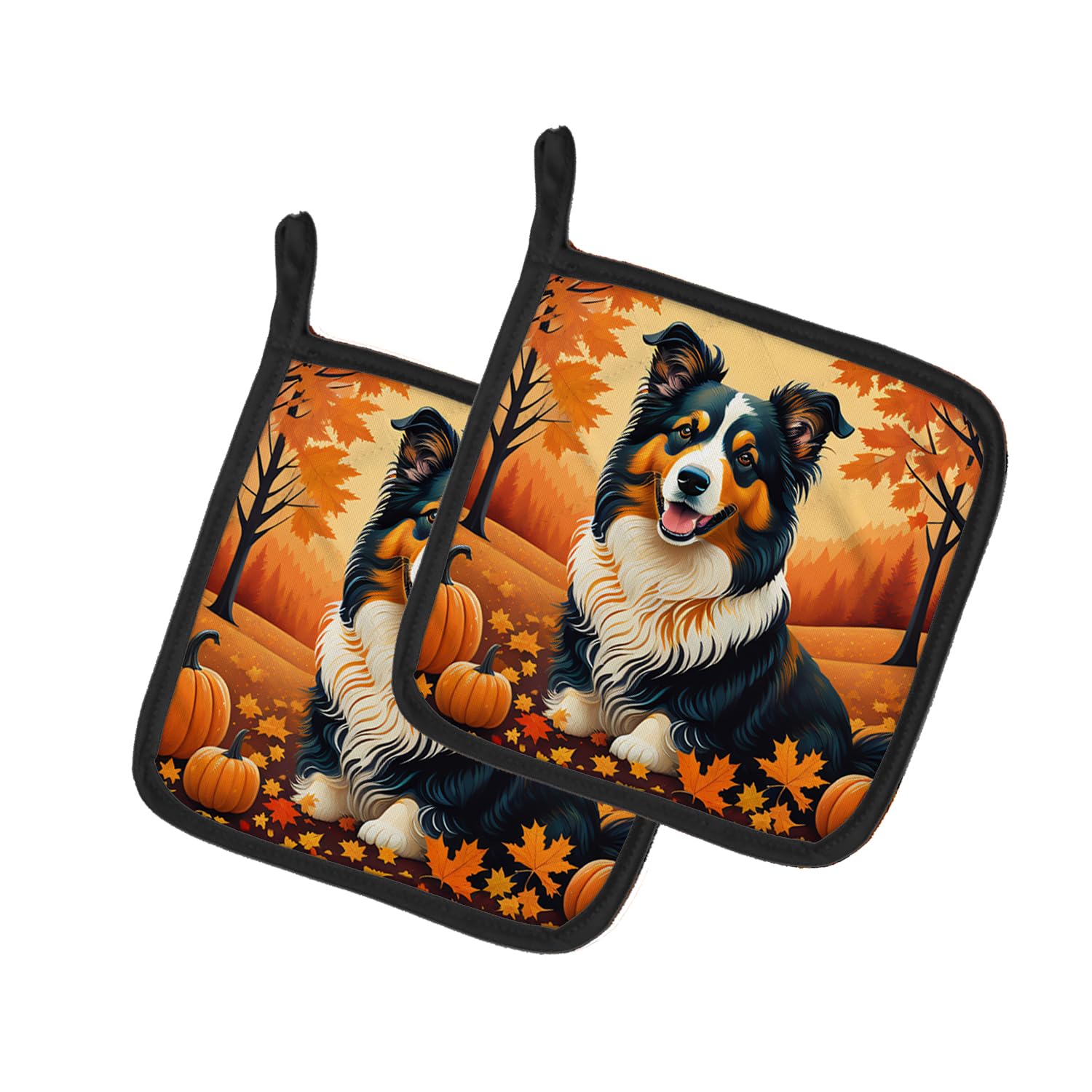 Collie Fall Pair of Pot Holders
