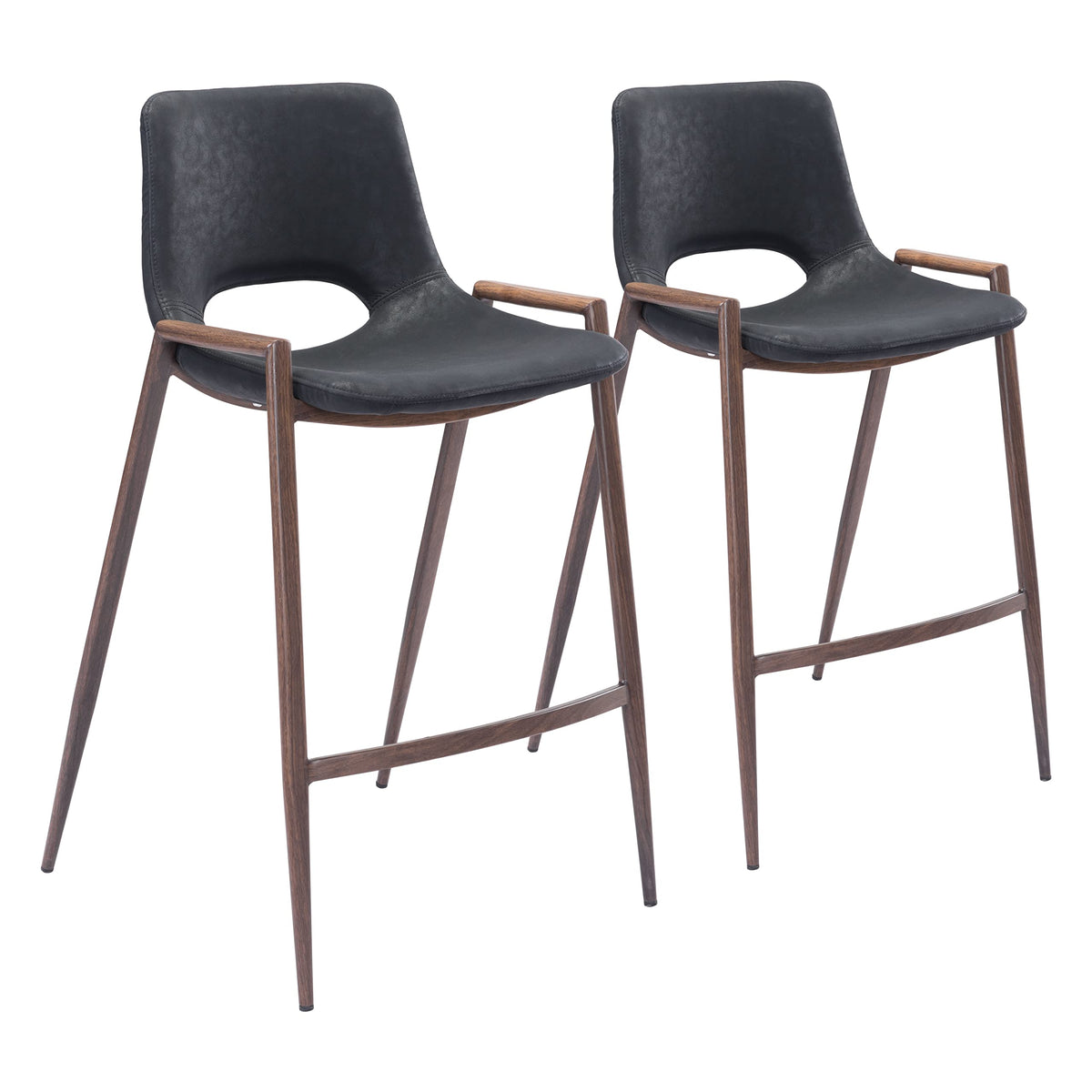 Zuo Desi Counter Stool Black & Walnut