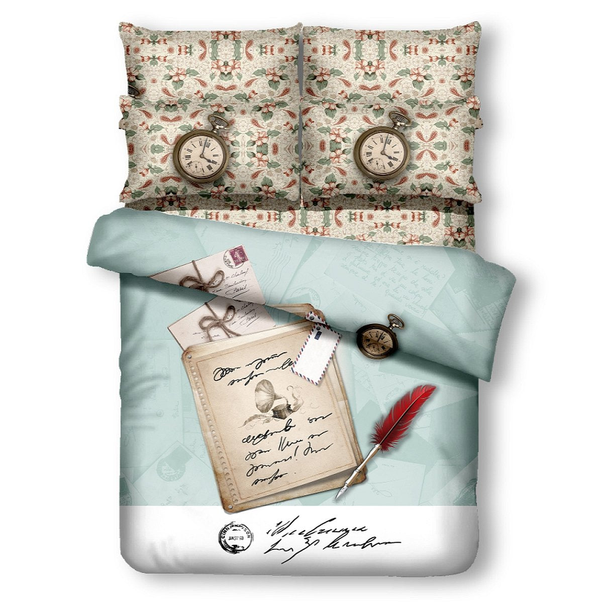 Dolce Mela Dm500T 4 Piece Duvet Cover Set, X-Largetwin, Clocks