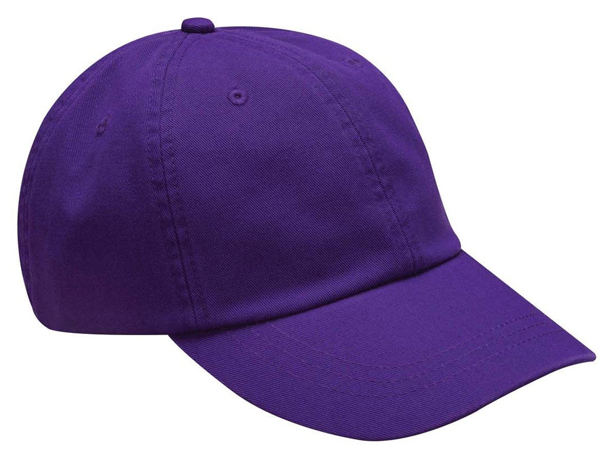 LP104 |OPTIMUM II SOLID TRUE COLORS- Cotton twill, vat dyed for true color, six panel, low profile, unstructured cap with Adams Cool-Crown mesh lining and leather strap closure with antique brass buckle and grommet.  - PURPLE