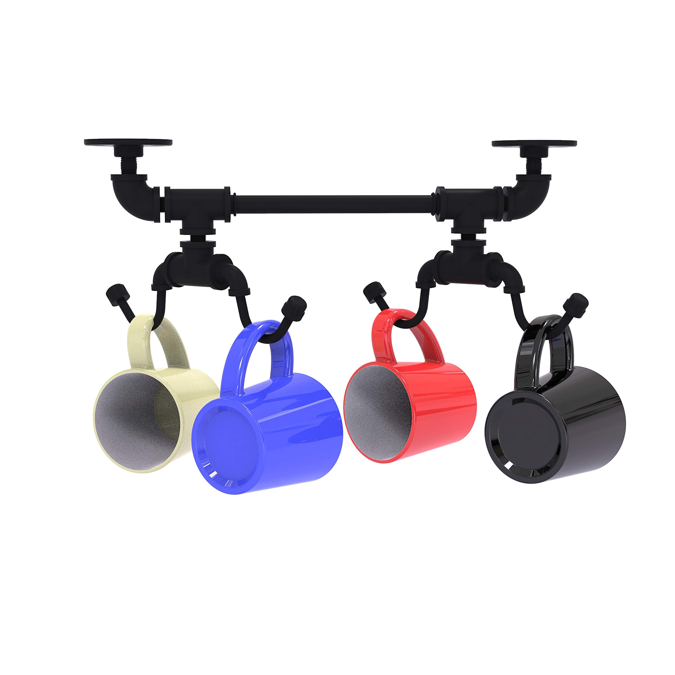 Pipeline Collection Under Cabinet 4 Coffee Mug Rack - Matte Black