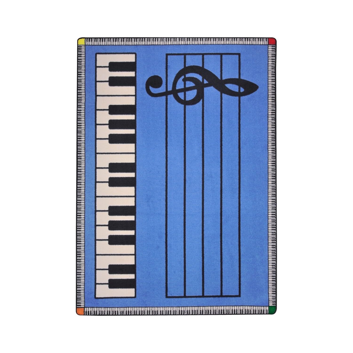 Play Along 109 x 132??area rug in color Blue w/ keys