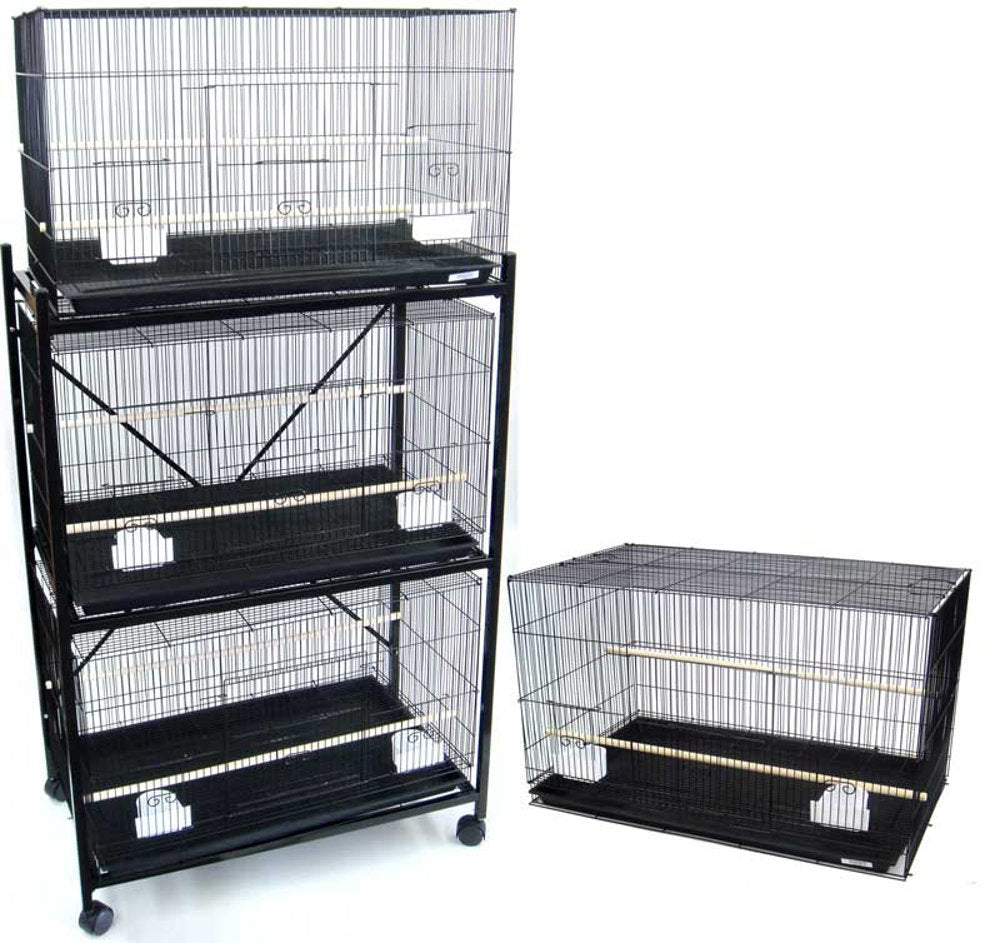 Lot of 4 Medium Breeding Cages in Black with One 3 Tie Black Stand