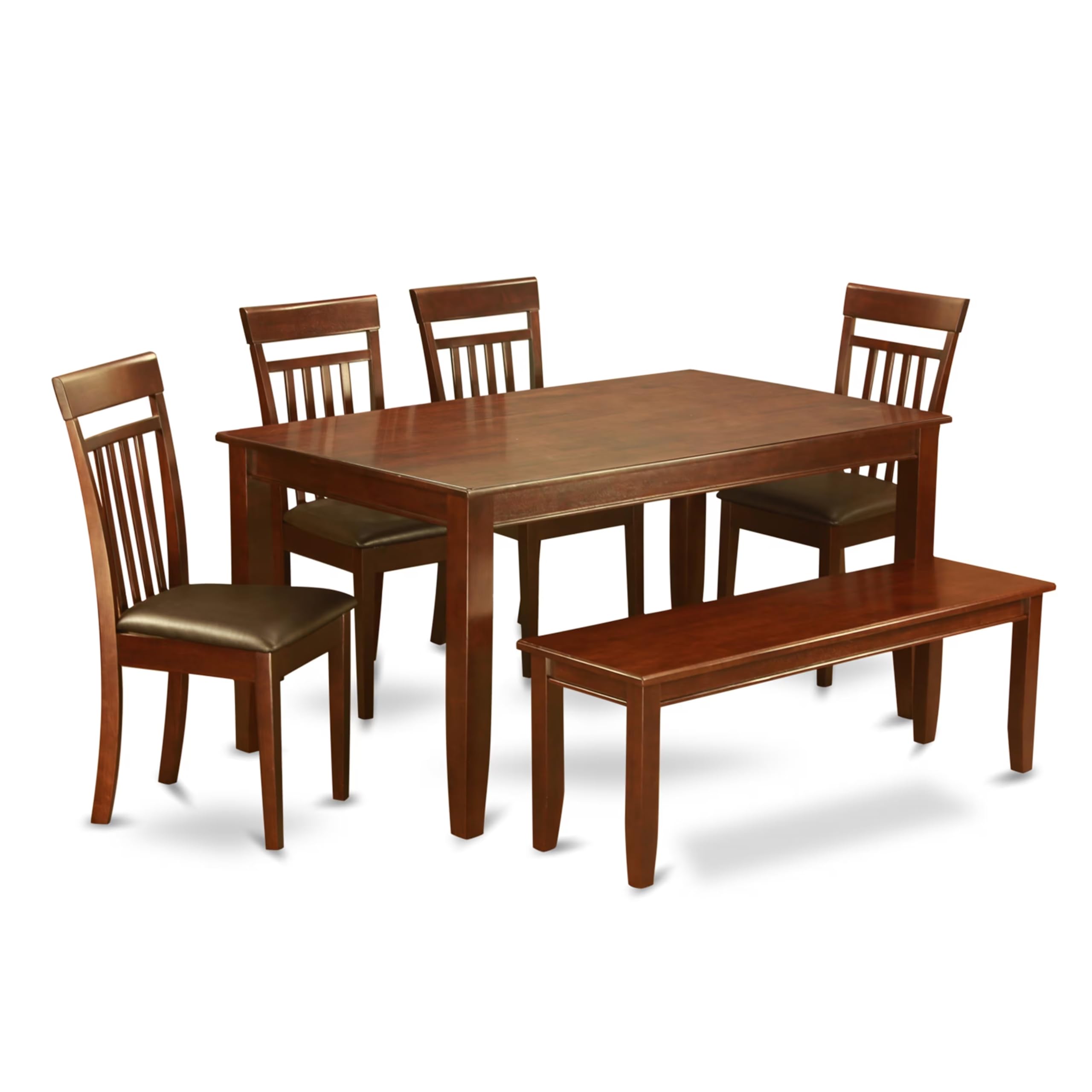 DUCA6D-MAH-LC 6 PC Kitchen Table set with bench-Kitchen Table and 4 dinette chair and Bench