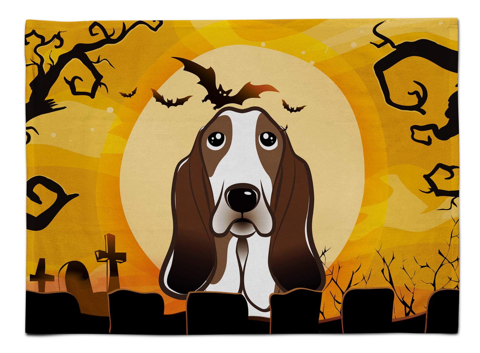 Carolines Treasures Bb1801Plmt Halloween Basset Hound Fabric Placemat Washable Placemat Dinner Table Decor No Ironing Linen Look