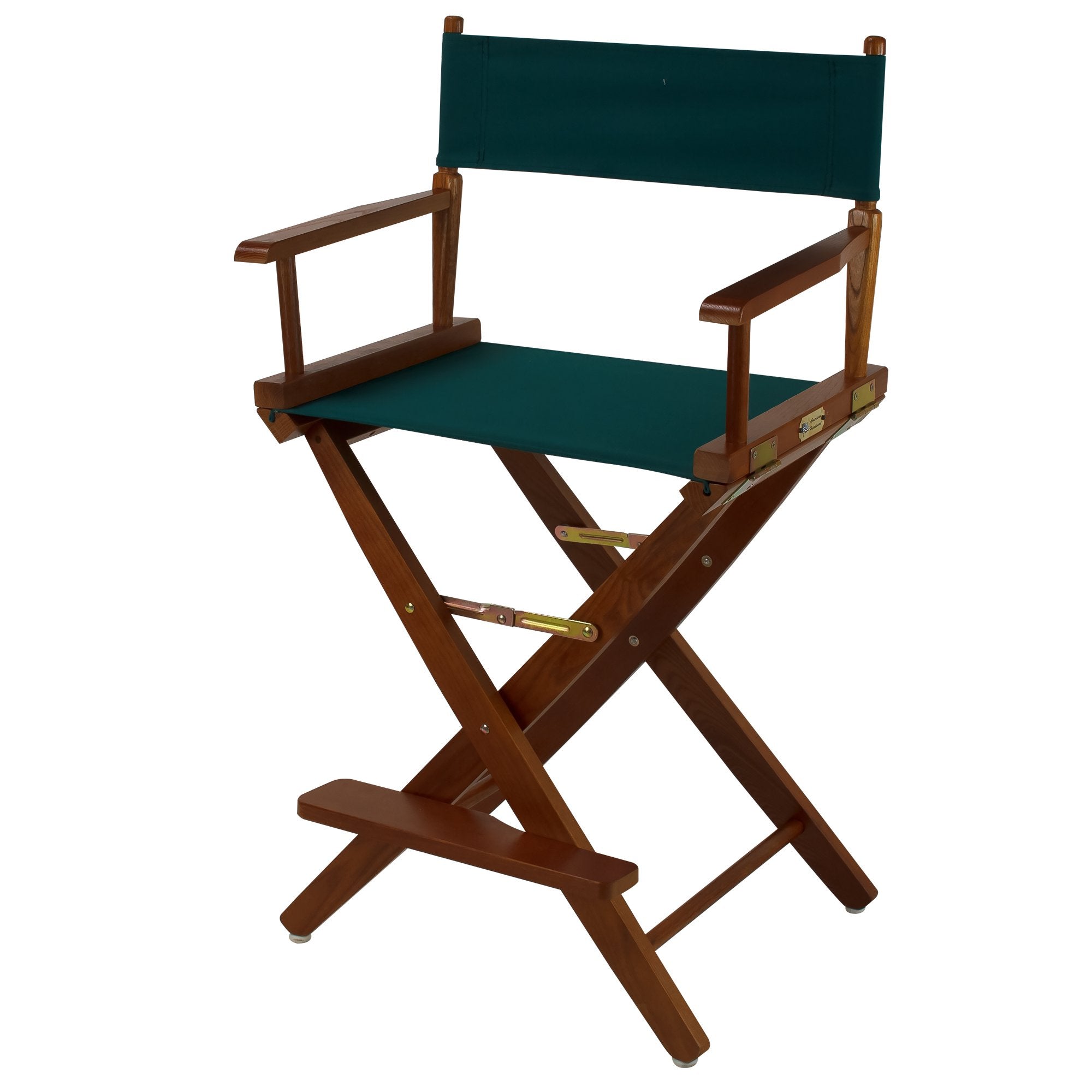 Extra-Wide Premium 24  Directors Chair Mission Oak Frame W/Hunter Green Color Cover