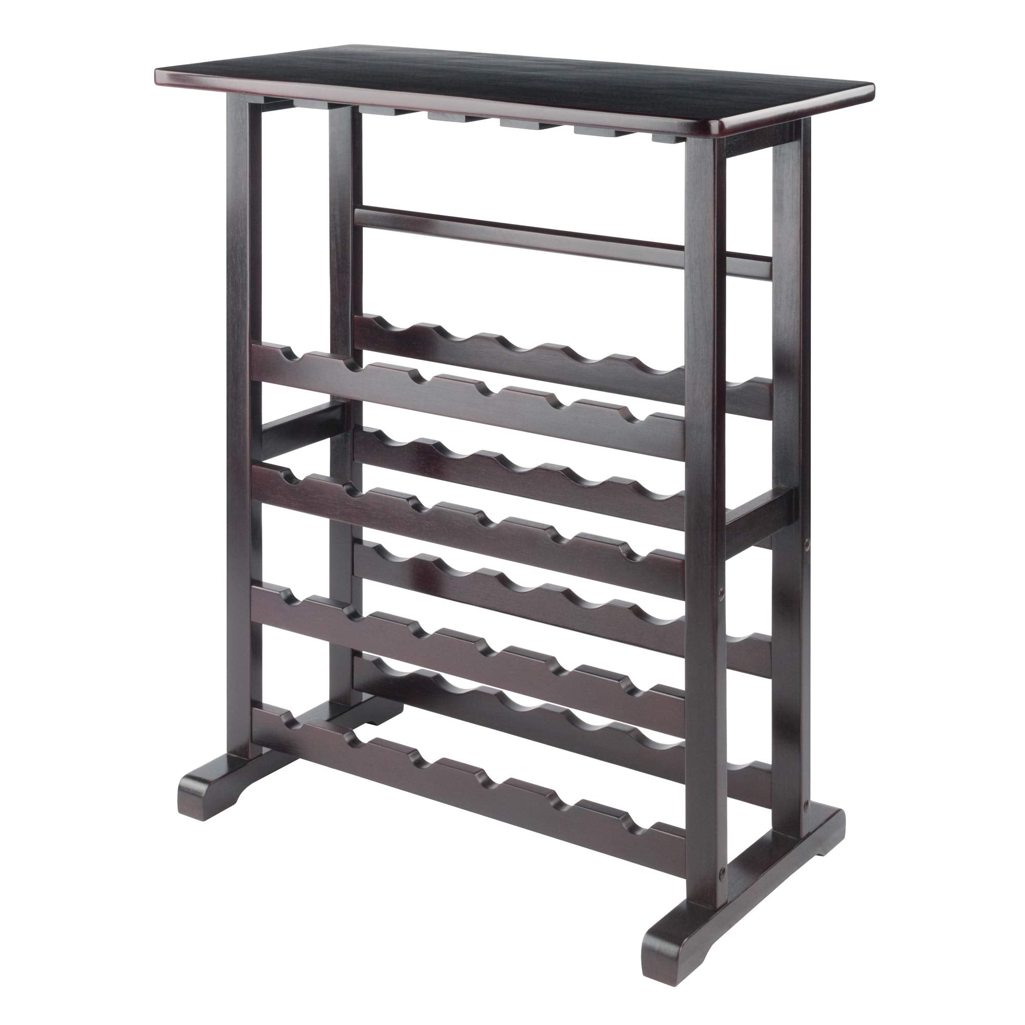 Casafoyer Espresso Wine Rack and Bar with Glassware Storage, 24-Bottle Capacity ( Pack of 2 )