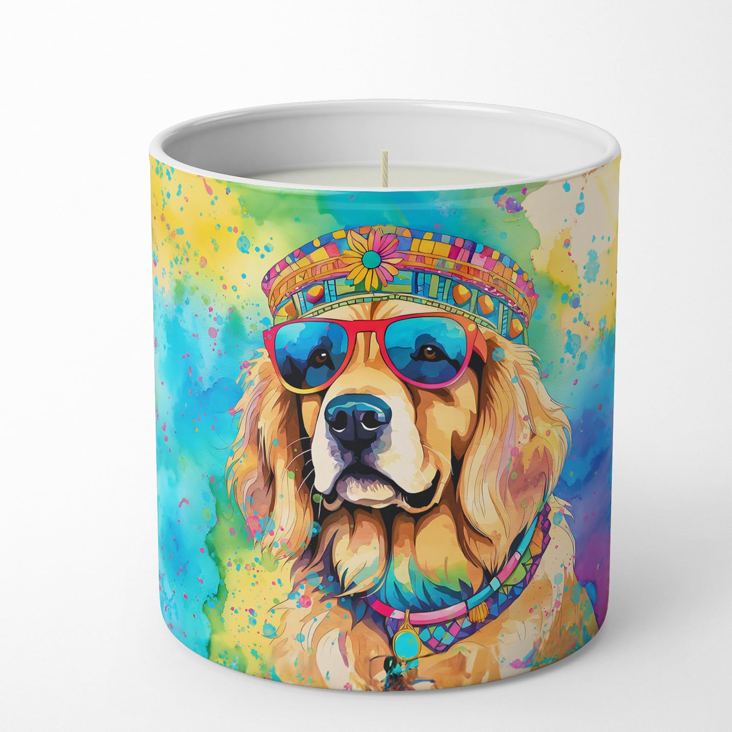 Golden Retriever Hippie Dawg Decorative Soy Candle