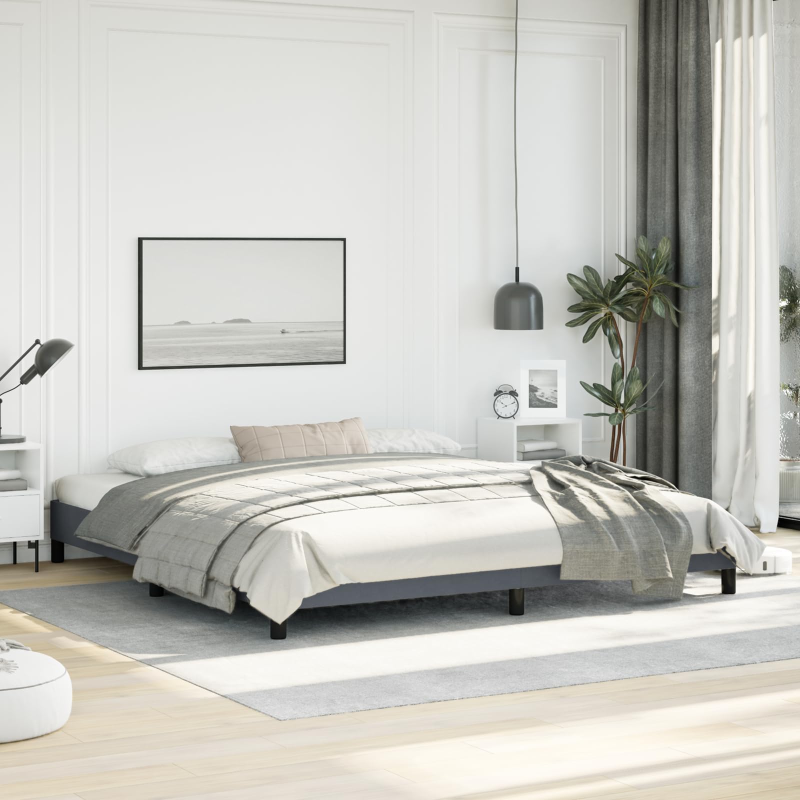 vidaXL Bed Frame Dark Gray 76x79.9??King Velvet