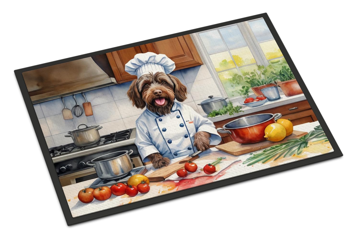 Carolines Treasures DAC6342MAT Wirehaired Pointing Griffon The Chef Doormat Front Door Mat Indoor Outdoor Rugs for Entryway, Non Slip Washable Low Pile, 18H X 27W