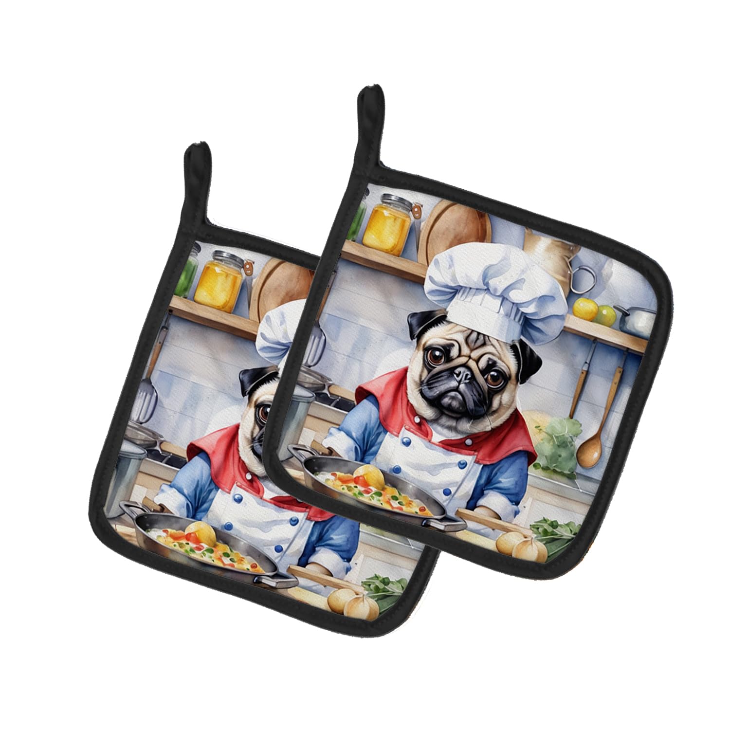 Pug The Chef Pair of Pot Holders