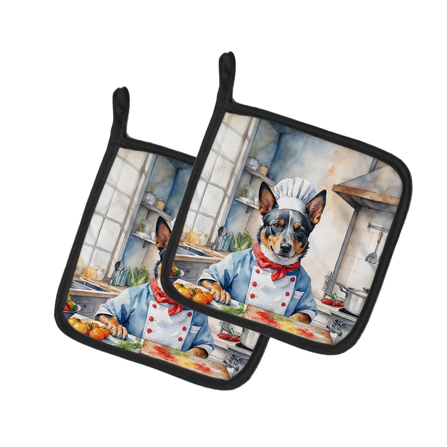 Australian Cattle Dog The Chef Pair of Pot Holders
