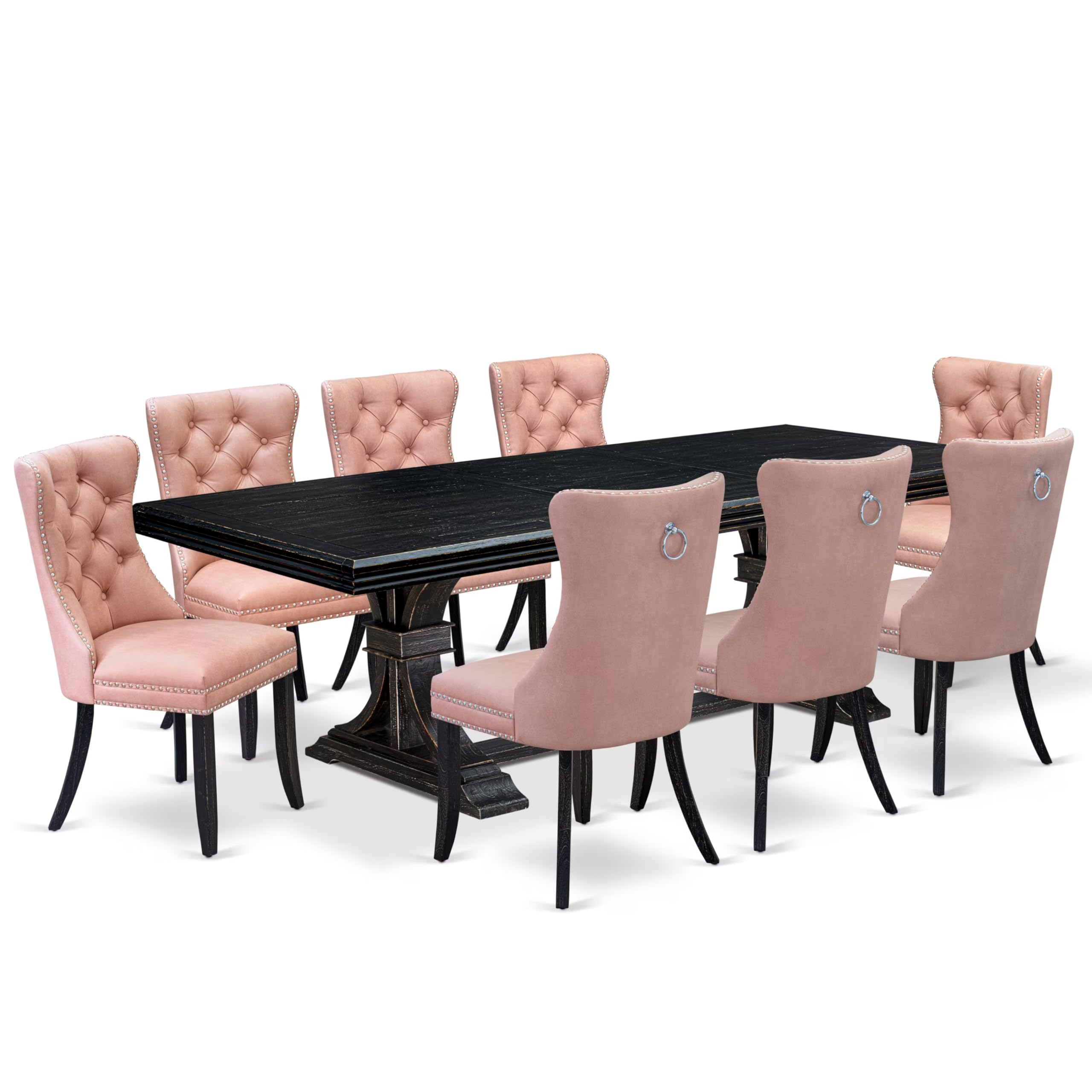 9 Pieces Dining Table Set a Rectangle Table and 8 Dining Chairs