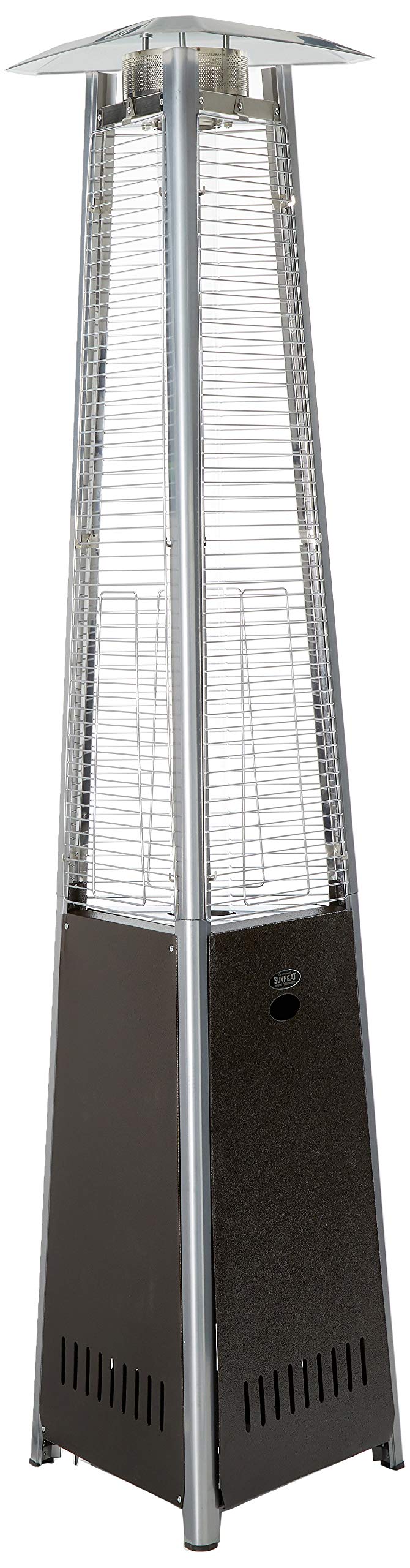 SUNHEAT Contemporary Triangle Design Portable Propane Patio Heater with Decorative Variable Flame-Golden Hammered