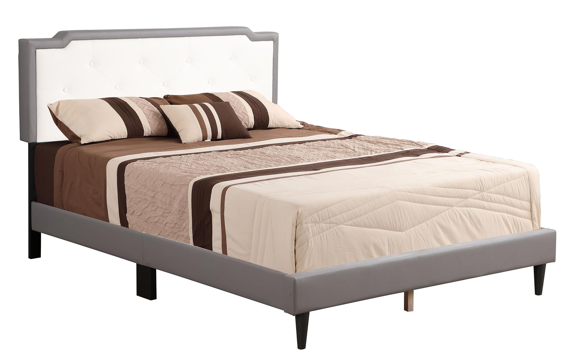 Deb Jewel Light Grey Tufted Full Panel Bed