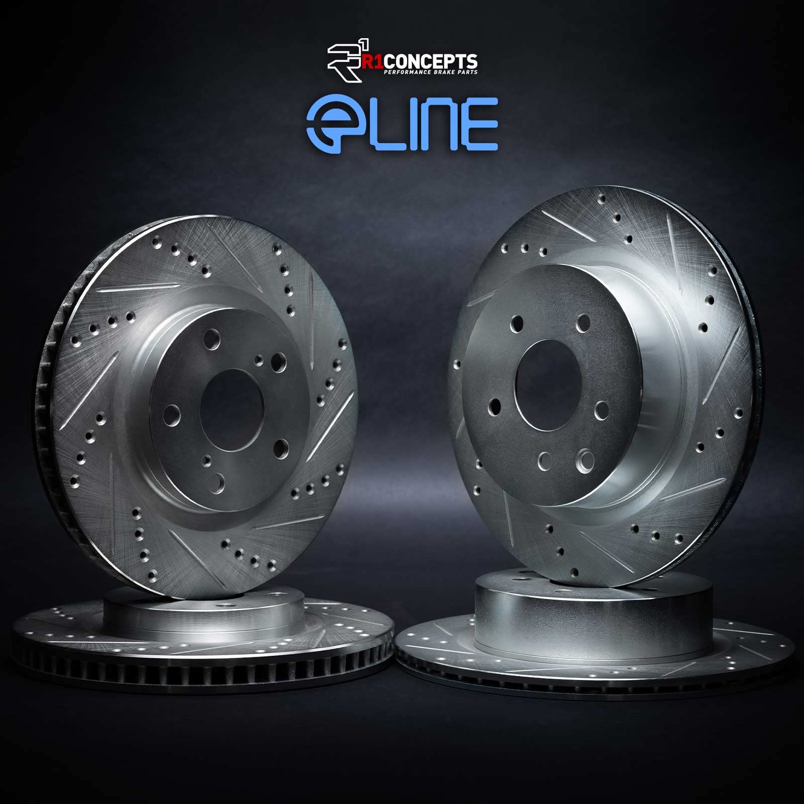 R1 Concepts Drilled and Slotted Silver Disc Brake Rotor and Drum Set WGPN2-48096
