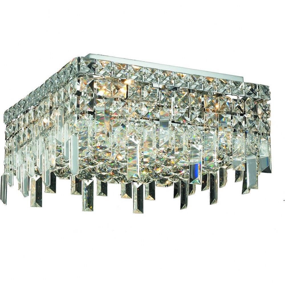 Maxime 4 light Chrome Flush Mount Clear Royal Cut Crystal