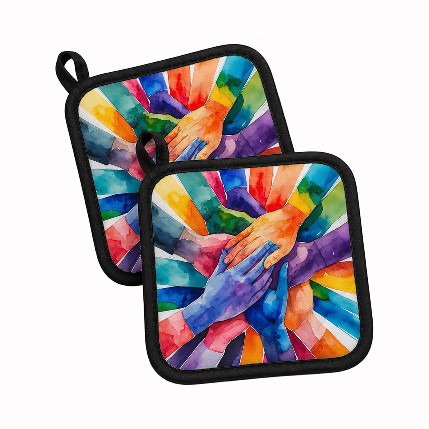 Carolines Treasures Together, Stronger Pride Pot Holder Set of 2 Heat Resistant Quilted Hot Pads 7.5 x 7.5 Inch, Insulated Kitchen Trivets for Cooking & Baking