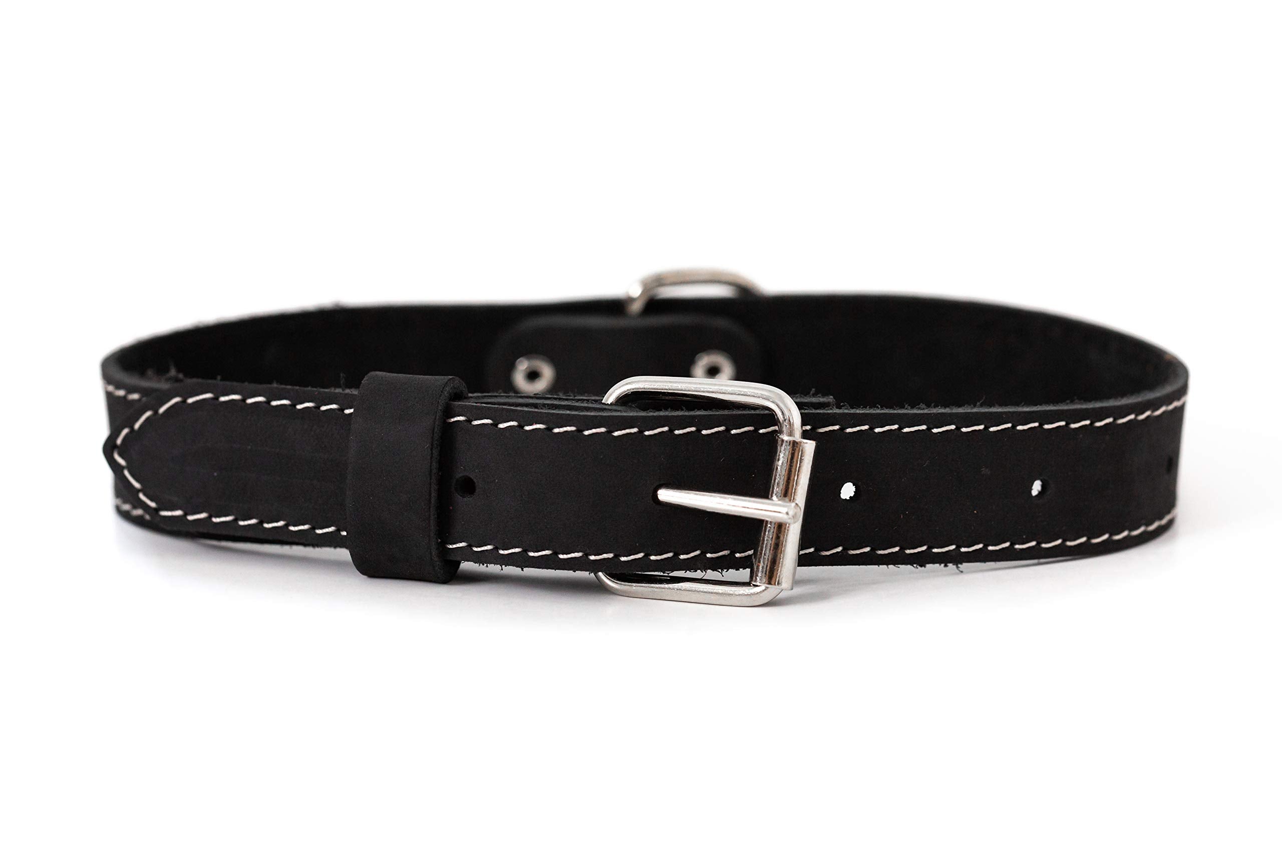 Luxury Traditional M Black Soft Leather Collar Width 7/8 Range 13” - 17”