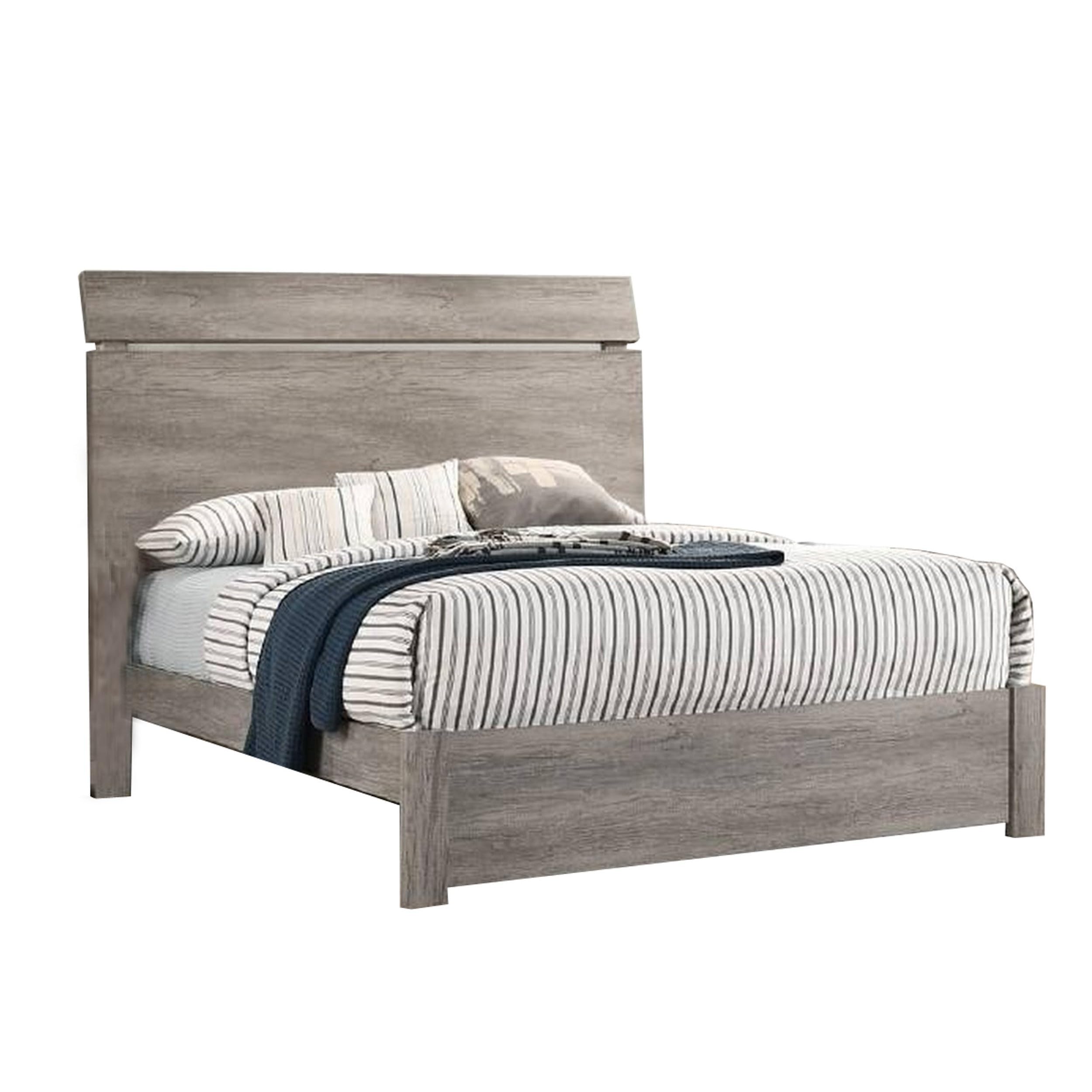 Posy Platform California King Bed, Split Headboard, Distressed Gray Wood
