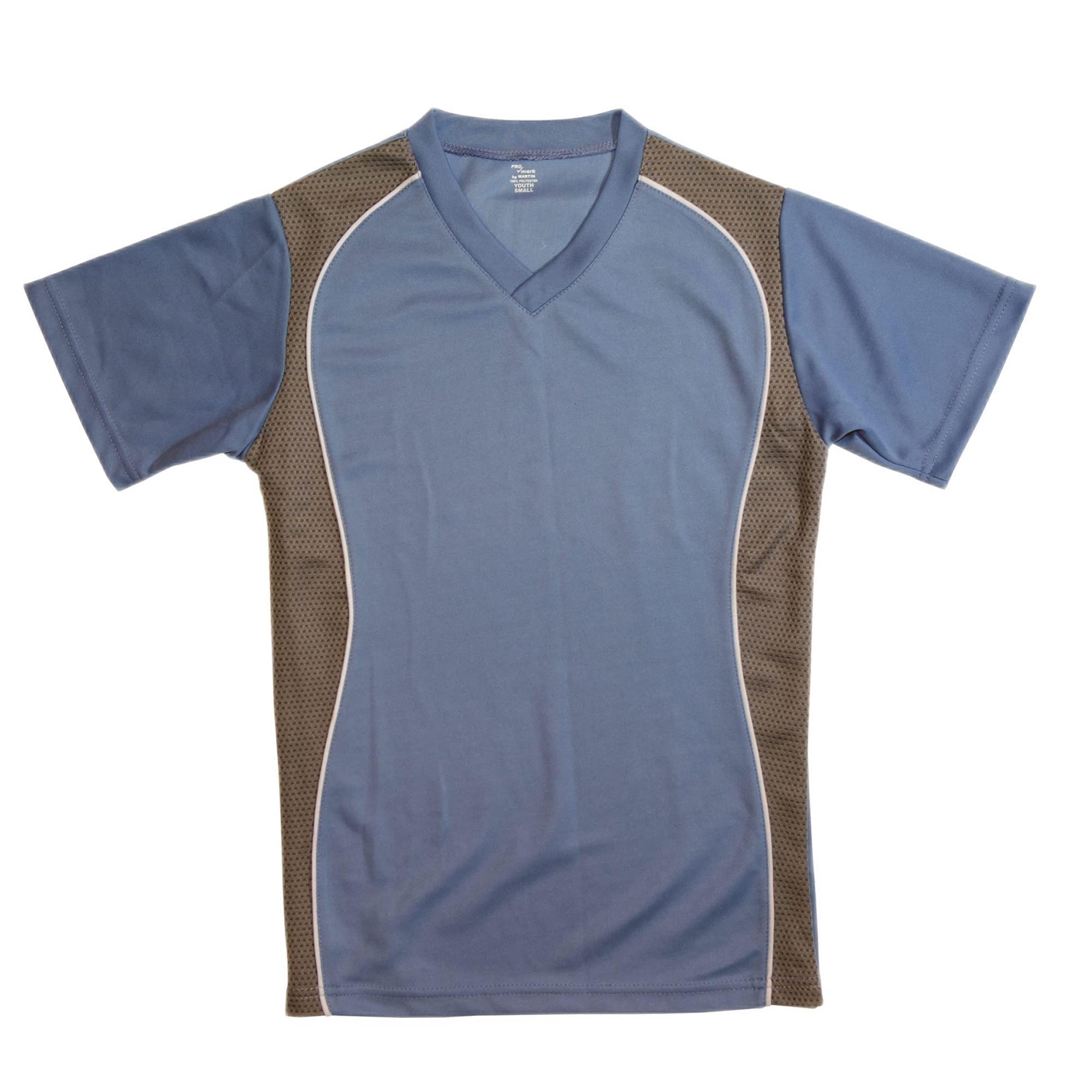 V-NECK JERSEY-COL BLUE W/GRANITE SIDE PANEL-YOUTH-XL