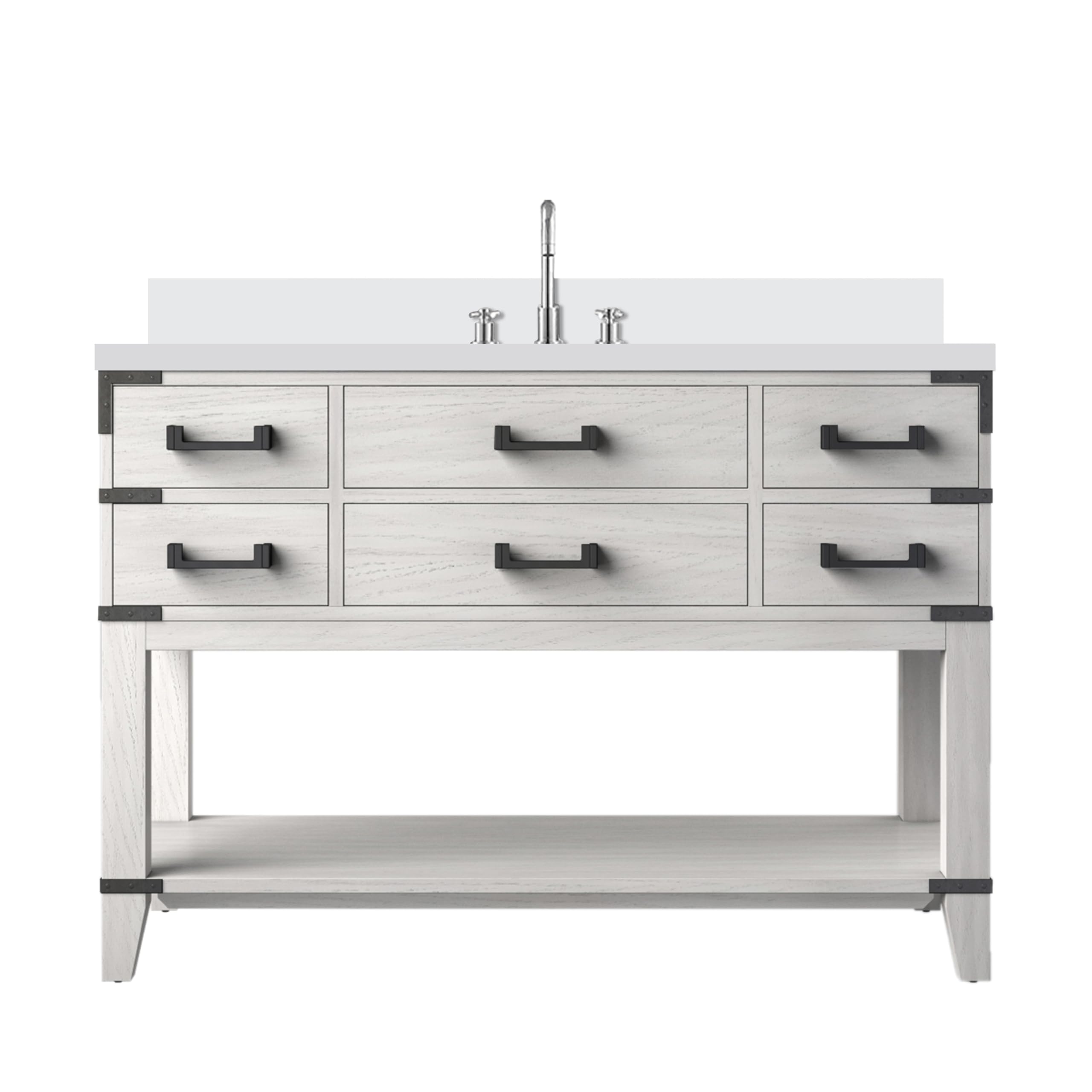Norwalk 48 in W x 22 in D White Oak Single Bath Vanity, Cultured Marble Top, and Faucet Set