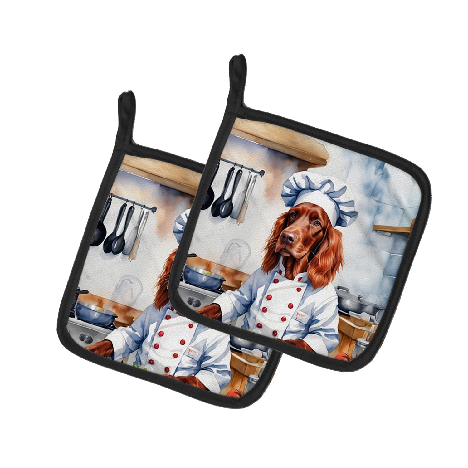Irish Setter The Chef Pair of Pot Holders