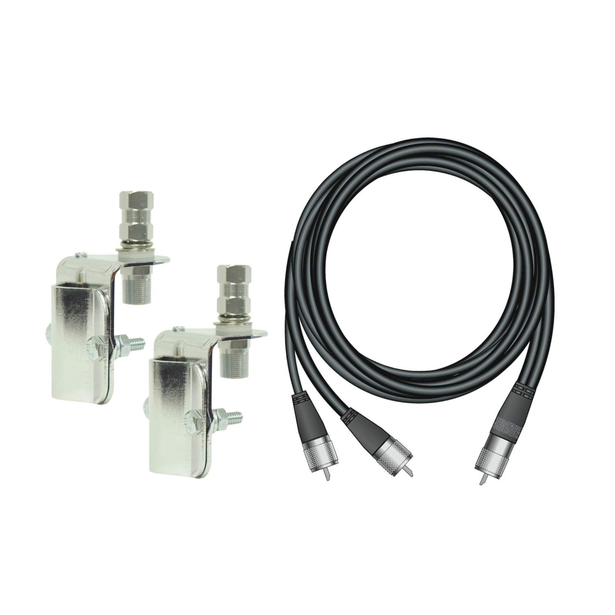 FIRESTIK - MK64A9A STAINLESS STEEL SO239 DUAL MIRROR MOUNT KIT WITH 18 COAX CABLE