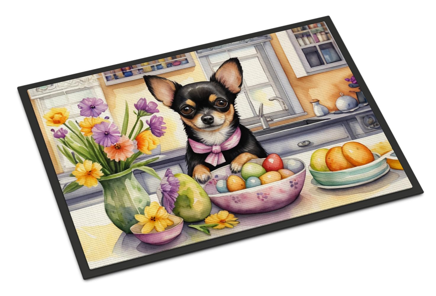 Carolines Treasures DAC6788JMAT Decorating Easter Chihuahua Doormat Front Door Mat Indoor Outdoor Rugs for Entryway, Non Slip Washable Low Pile, 24H X 36W