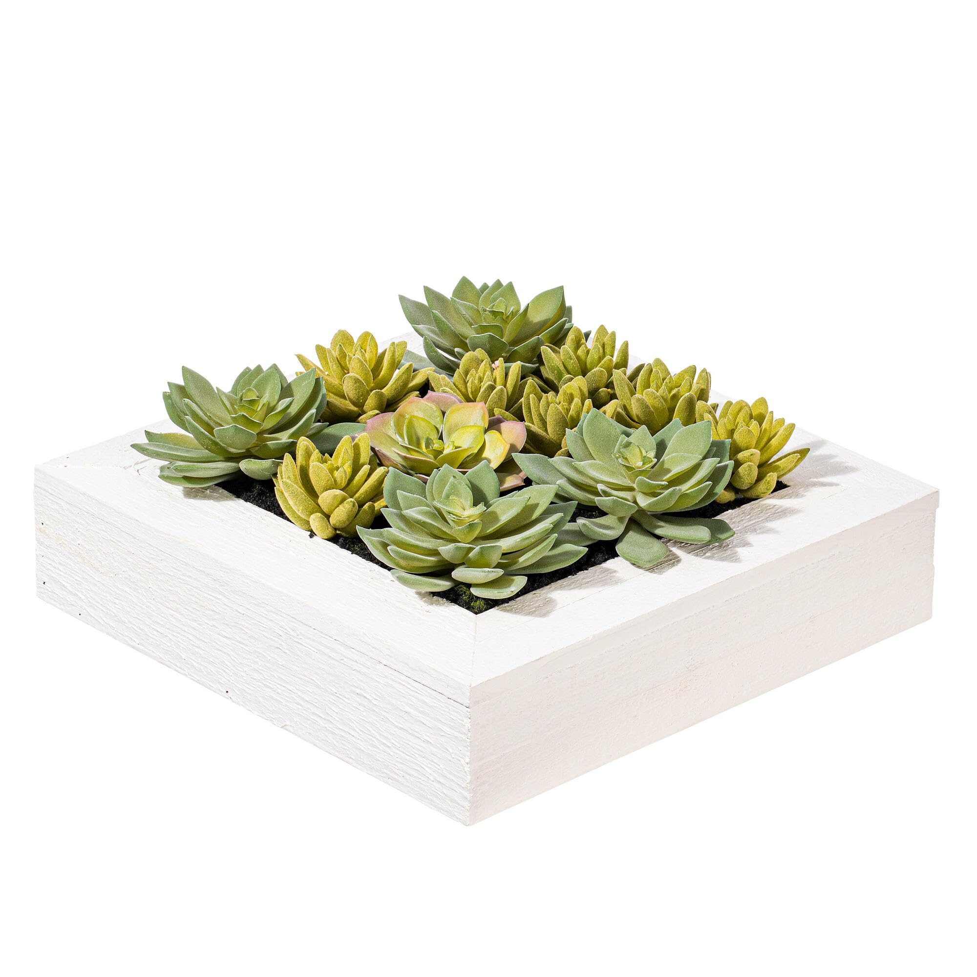 Casafoyer  12”x12” Artificial Green Succulent Arrangement. - (Pack Of 2)
