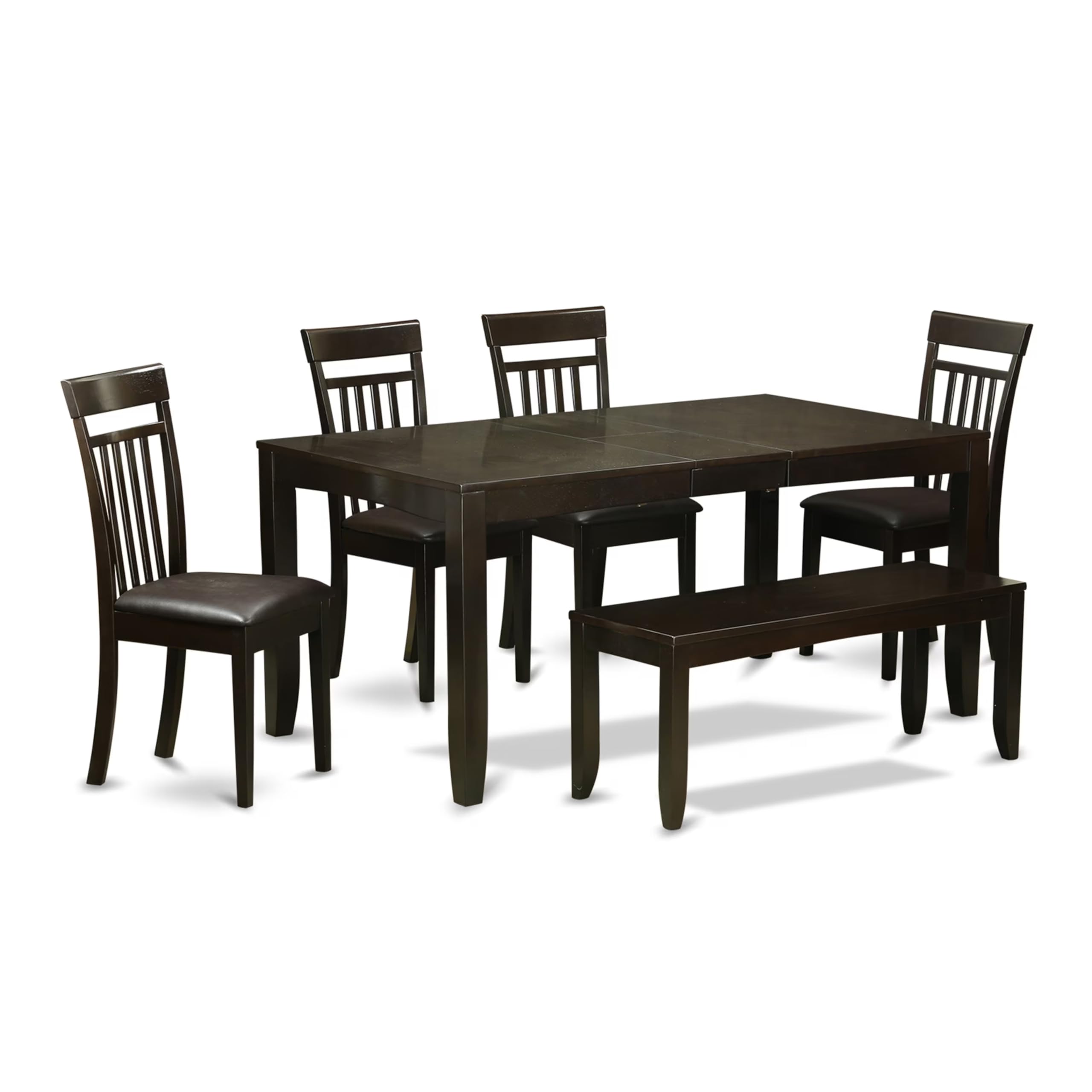 6  PC  Dining  room  set  with  bench-Table  with  Leaf  and  4  Chairs  for  Dining  room  plus  Bench