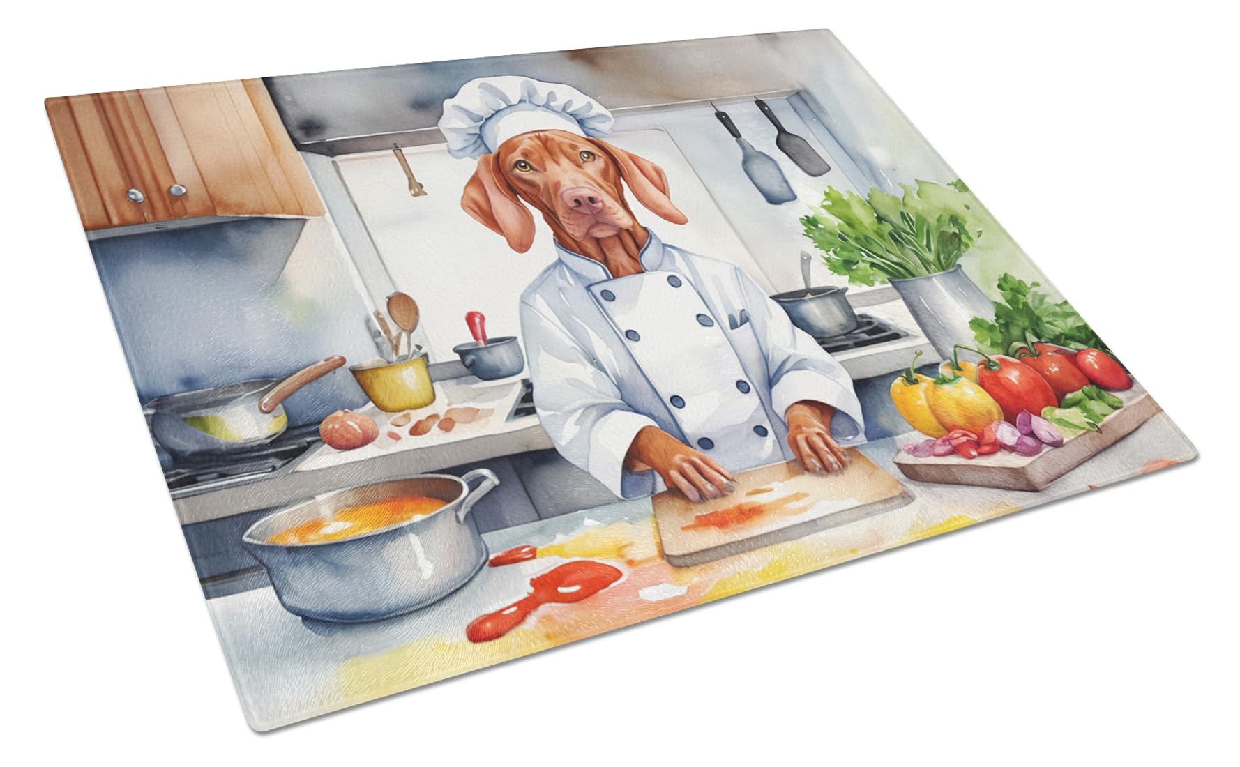 Carolines Treasures DAC6335LCB Vizsla The Chef Glass Cutting Board Decorative Tempered Glass Kitchen Cutting and Serving Board Large Size Chopping Board
