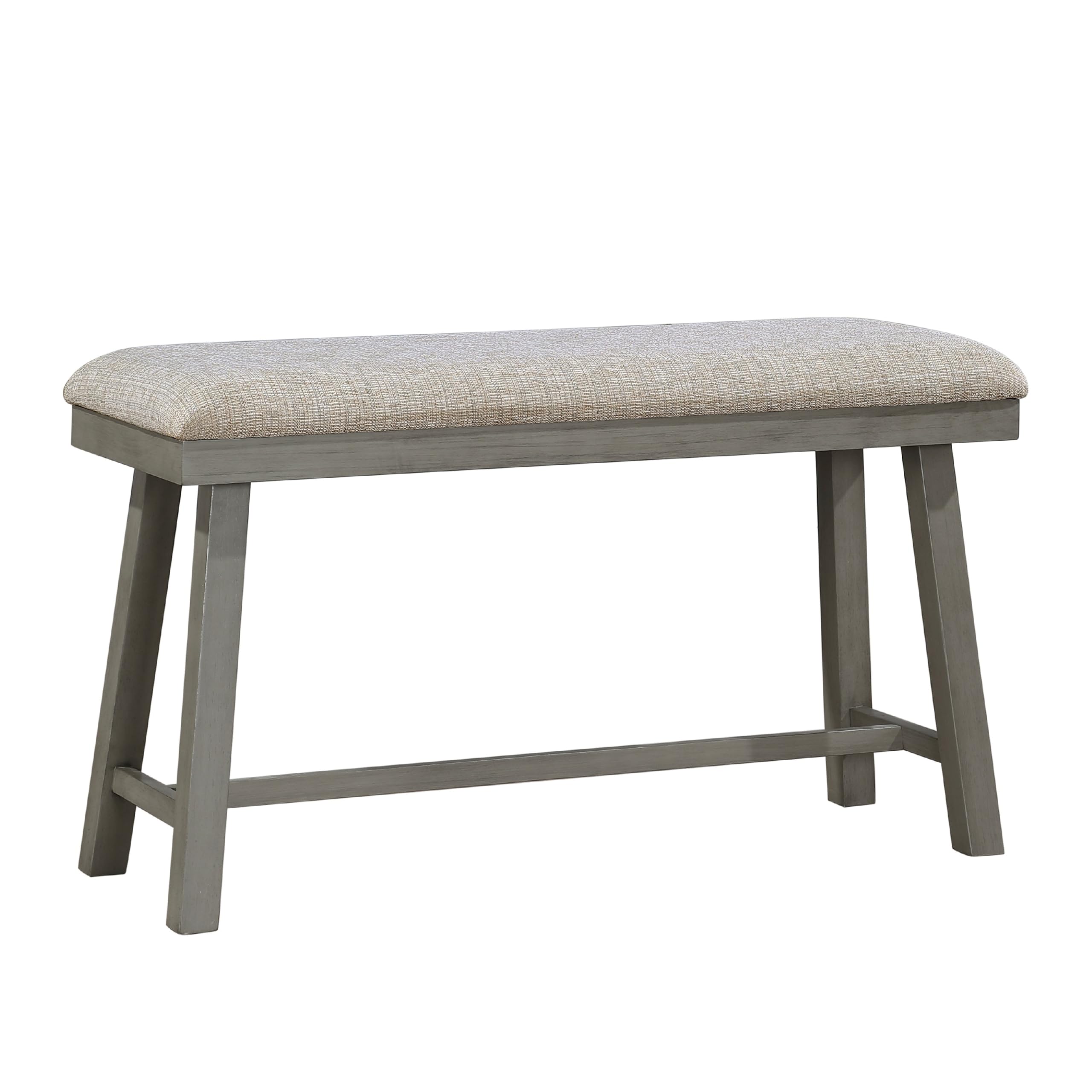 Anab Counter Height Bench, Foam Cushioned Polyester, Gray Wood